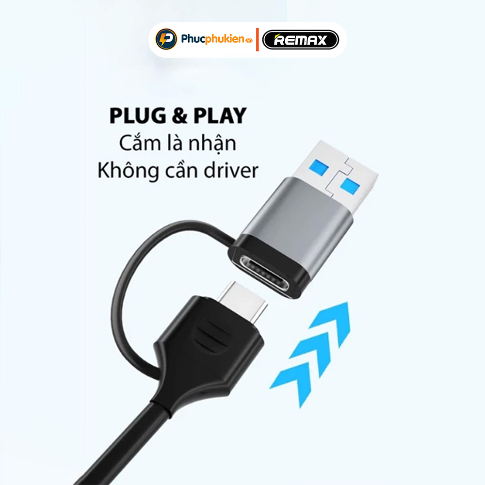 Mô tả Hub chuyển đổi tốc độ cao Remax RU-U7 5 in1 USB A - Type C ra USB 3.0, 2.0, thẻ nhớ - Phúc Phụ Kiện - 2