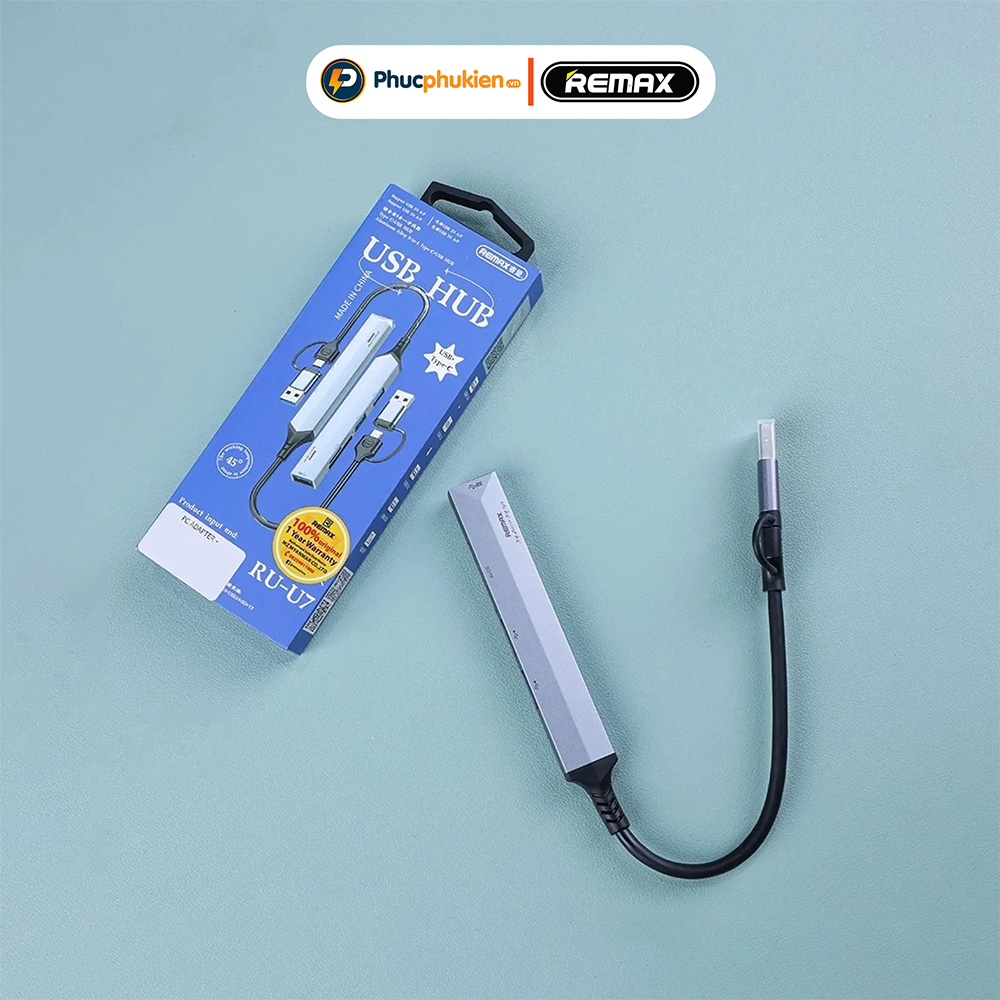 Mô tả Hub chuyển đổi tốc độ cao Remax RU-U7 5 in1 USB A - Type C ra USB 3.0, 2.0, thẻ nhớ - Phúc Phụ Kiện - 7