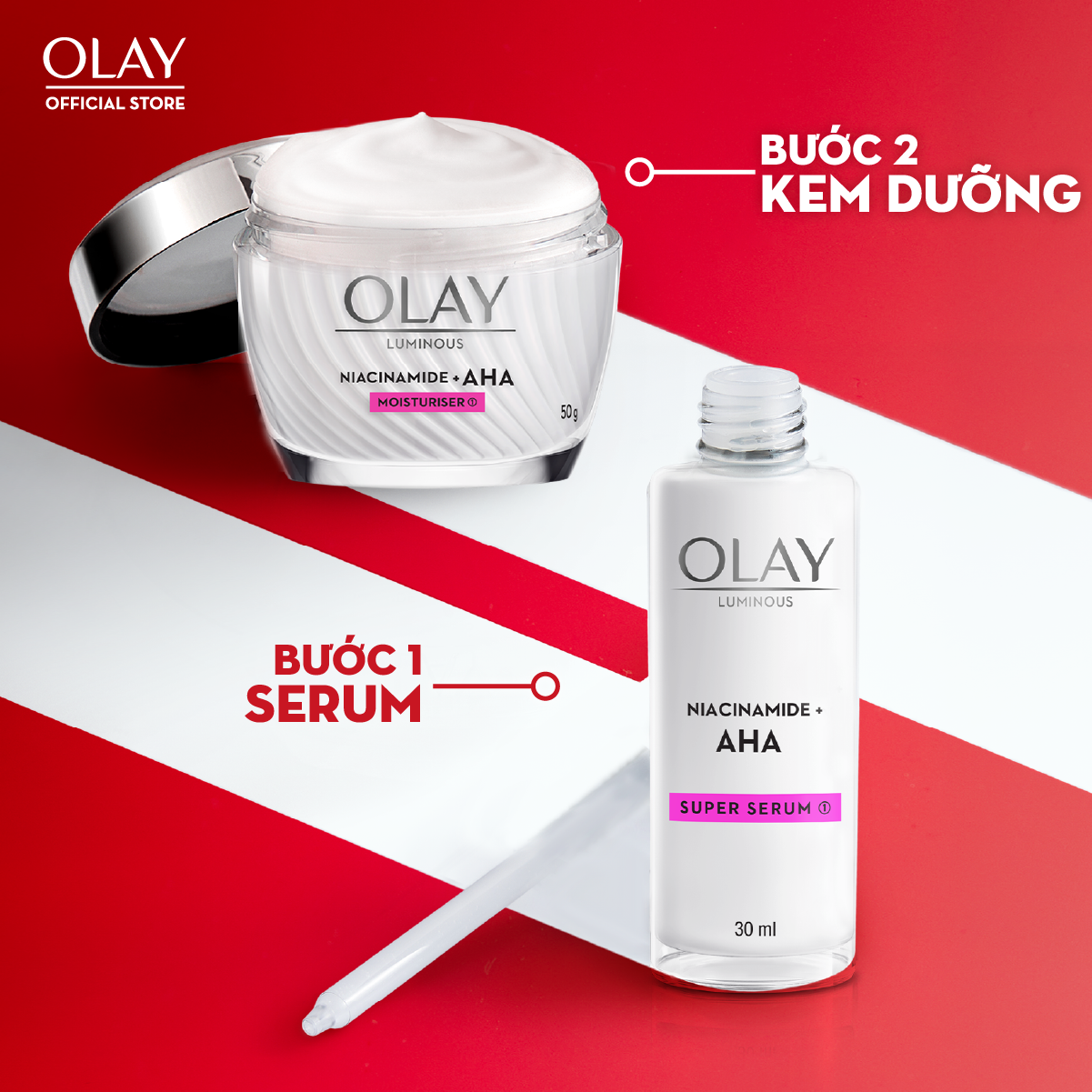 Mô tả Kem Dưỡng Ẩm OLAY LUMINOUS NIACINAMIDE AHA Sáng Da, Mờ Thâm Mụn 50G - 6