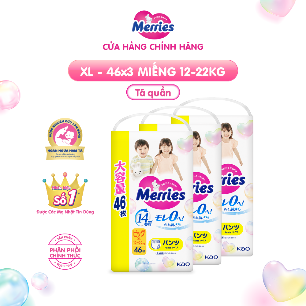 Mô tả Combo 3 Tã/bỉm quần Merries Jumbo Đủ Size L54/XL46/XXL30 - 1