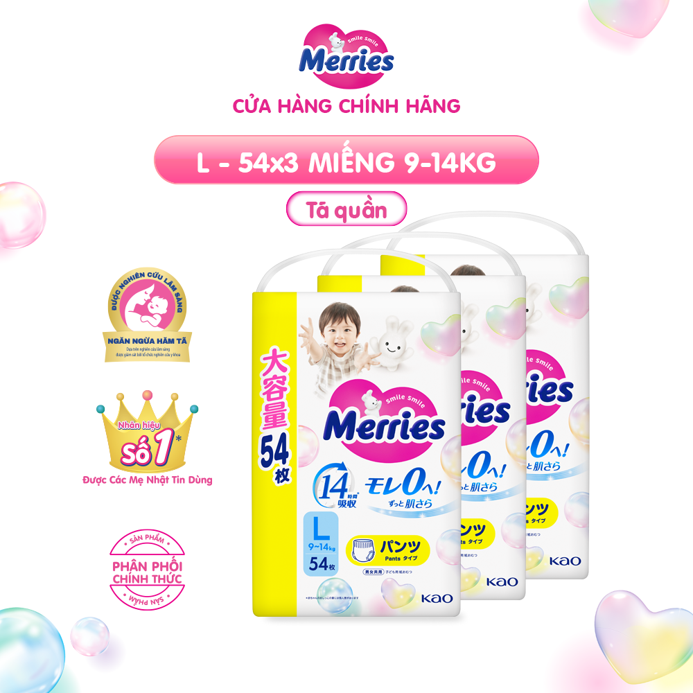 Mô tả Combo 3 Tã/bỉm quần Merries Jumbo Đủ Size L54/XL46/XXL30 - 2