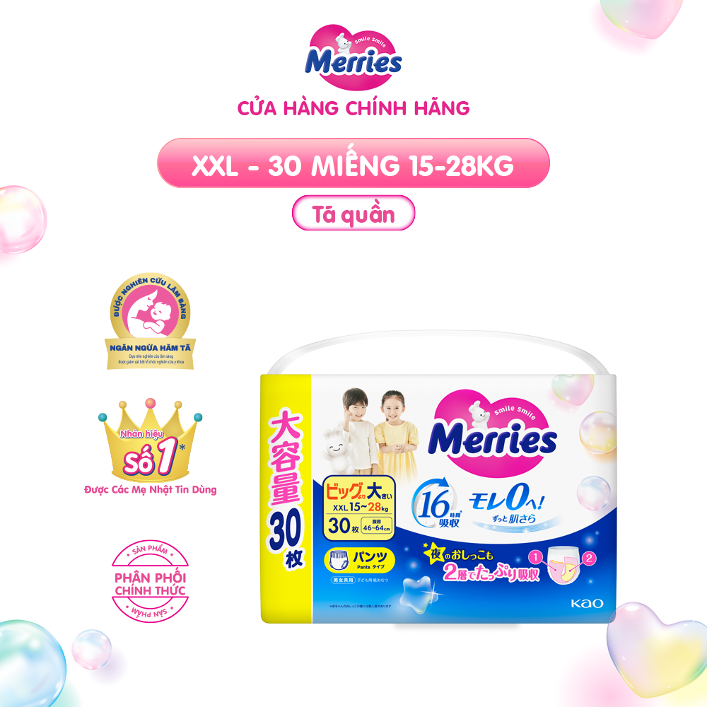 Mô tả Tã/bỉm quần Merries Jumbo Đủ Size L54/XL46/XXL30 - 2