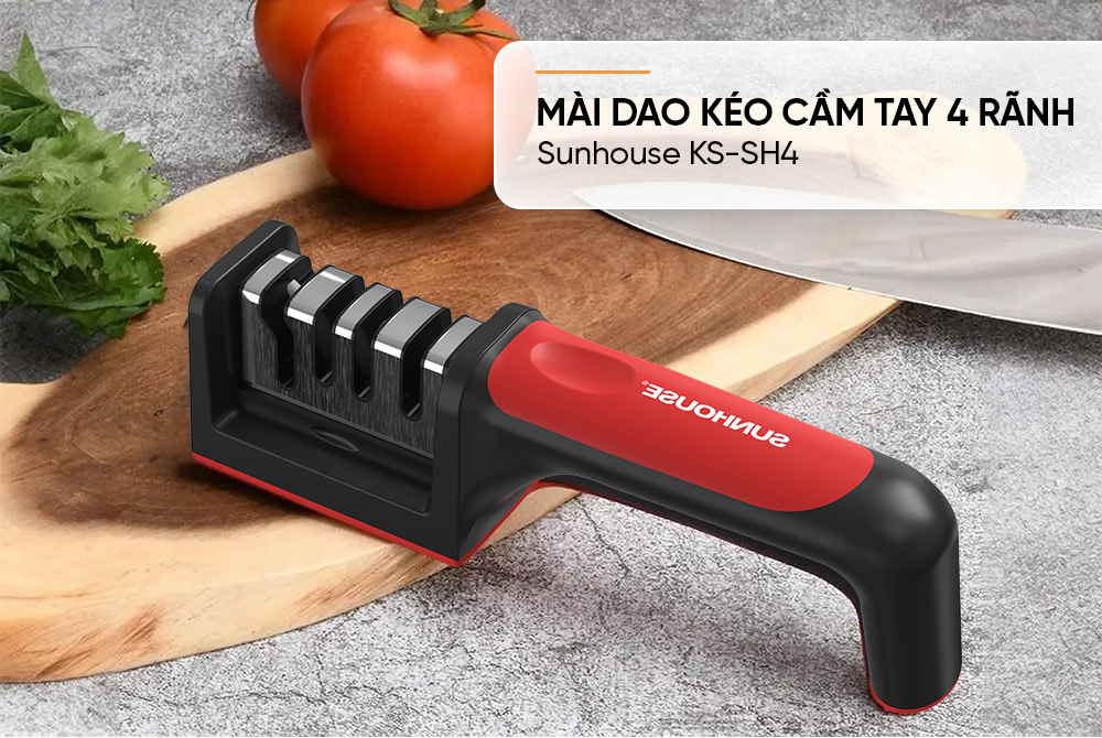 Mô tả Mài dao kéo cầm tay 4 rãnh Sunhouse KS-SH4 - Đế chống trượt an toàn - Mài sắc dao - Tay cầm tiện lợi - Dễ sử dụng - 1