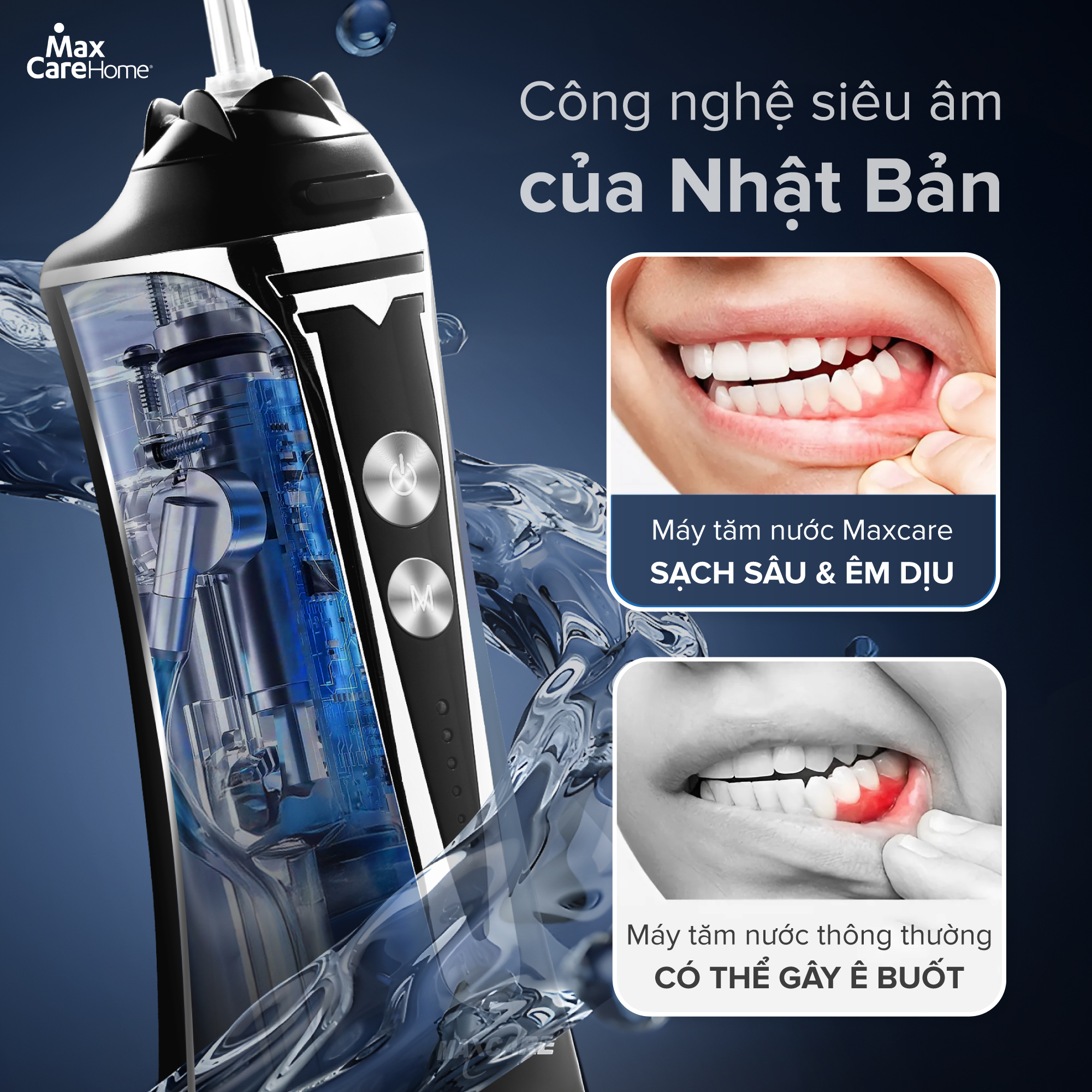 Mô tả Máy tăm nước cầm tay Maxcare gồm 5 mẫu máy tăm nước gấp gọn & tăm nước mini 200ml,300ml Nhật Bản - 3