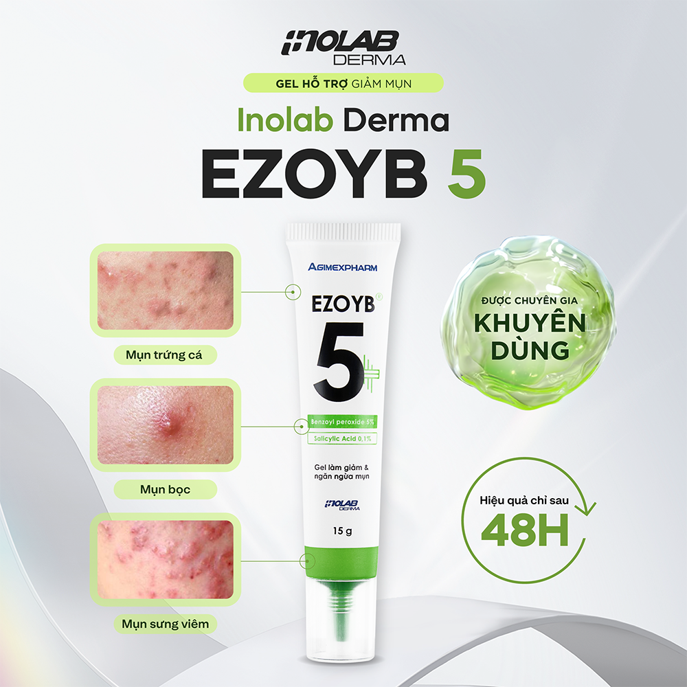 Mô tả Gel chấm mụn Inolab Derma Ezoyb 5 15 Gram (5% Benzoyl Peroxide + 0.1% BHA) - Từ Hảo - 3