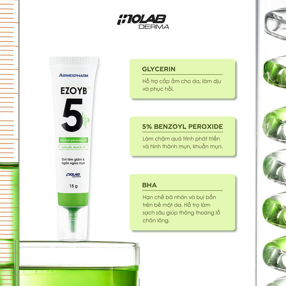 Mô tả Gel chấm mụn Inolab Derma Ezoyb 5 15 Gram (5% Benzoyl Peroxide + 0.1% BHA) - Từ Hảo - 2