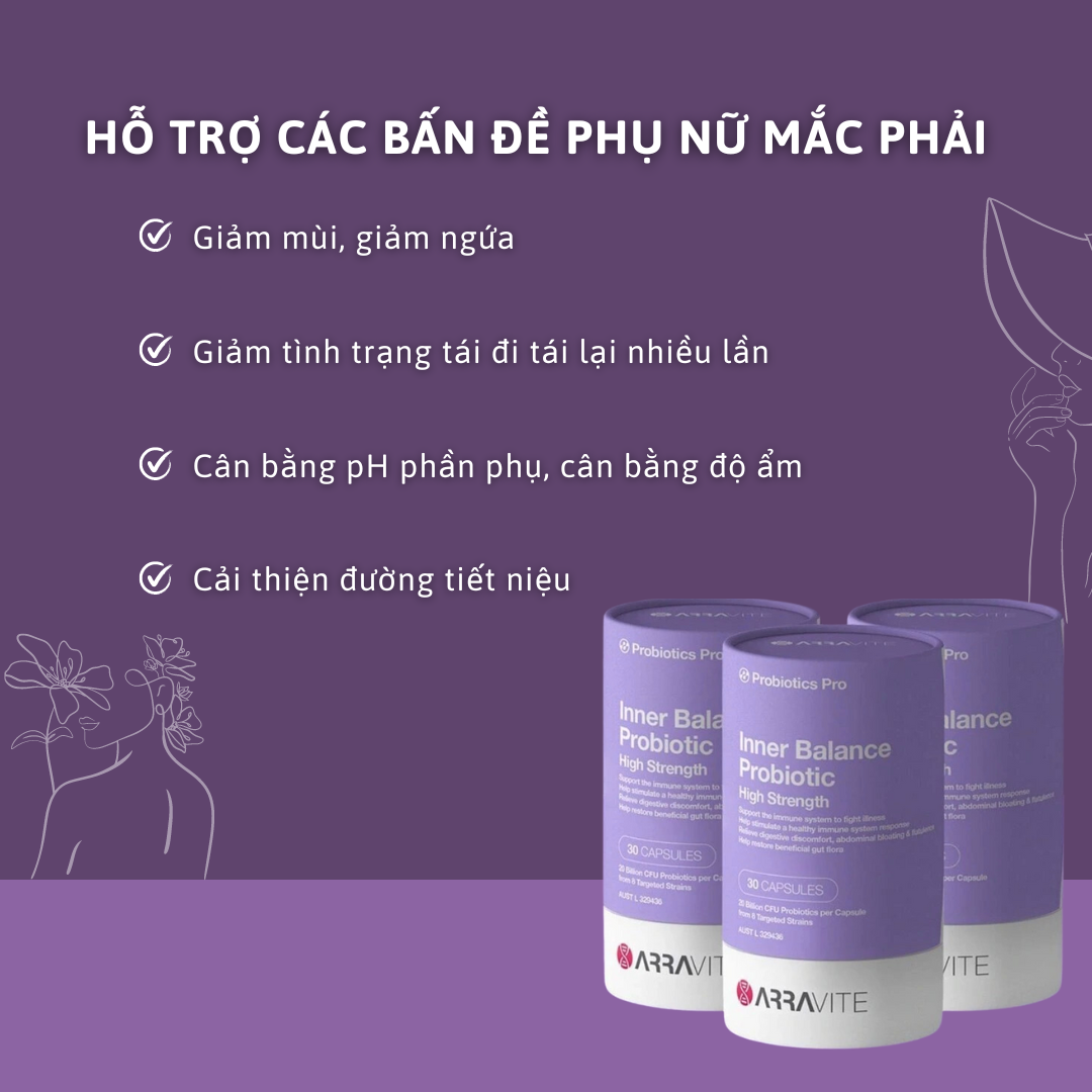 Mô tả Men Vi Sinh Phụ Nữ  Arravite Inner Balance - Viên Uống Phụ Khoa Ngăn Ngừa Ngứa Ngáy Khó Chịu Cơ Thể - 1