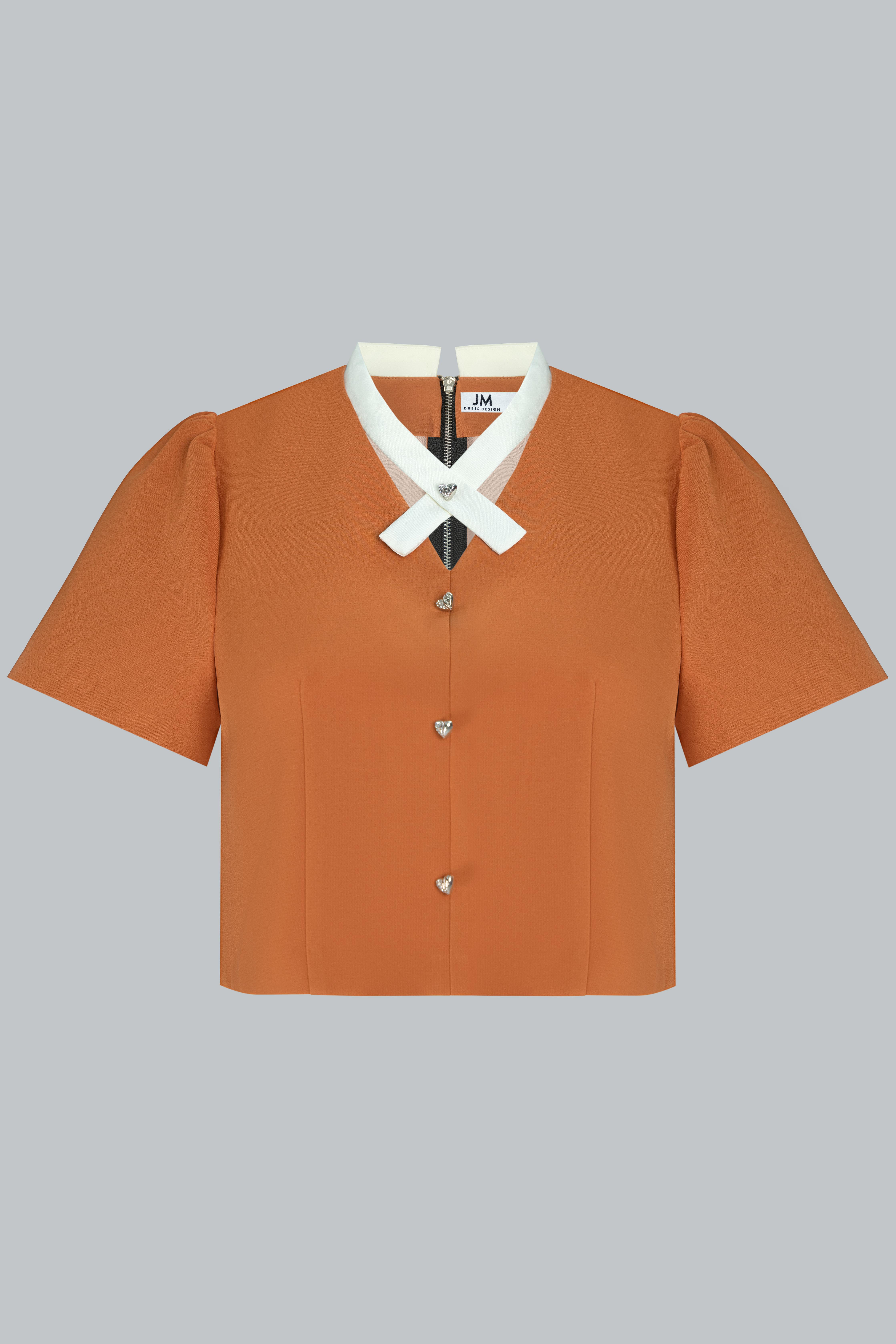 Mô tả Set đồ áo tay bồng cách điệu cổ 2T49.2407K, chân váy A đè dây gấu 4S26.2407K thiết kế bởi JM Dress Design - 8