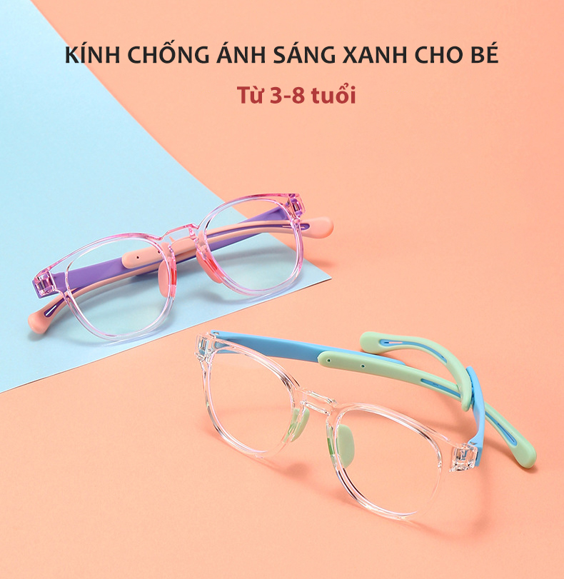 Mô tả Kính Trẻ Em Chống Ánh Sáng Xanh Và Tia UV Cho Bé Học Trên Mạng Gọng TR Siêu Bền Dáng Oval Cho Bé Từ 3-8 Tuổi AK150 - 4