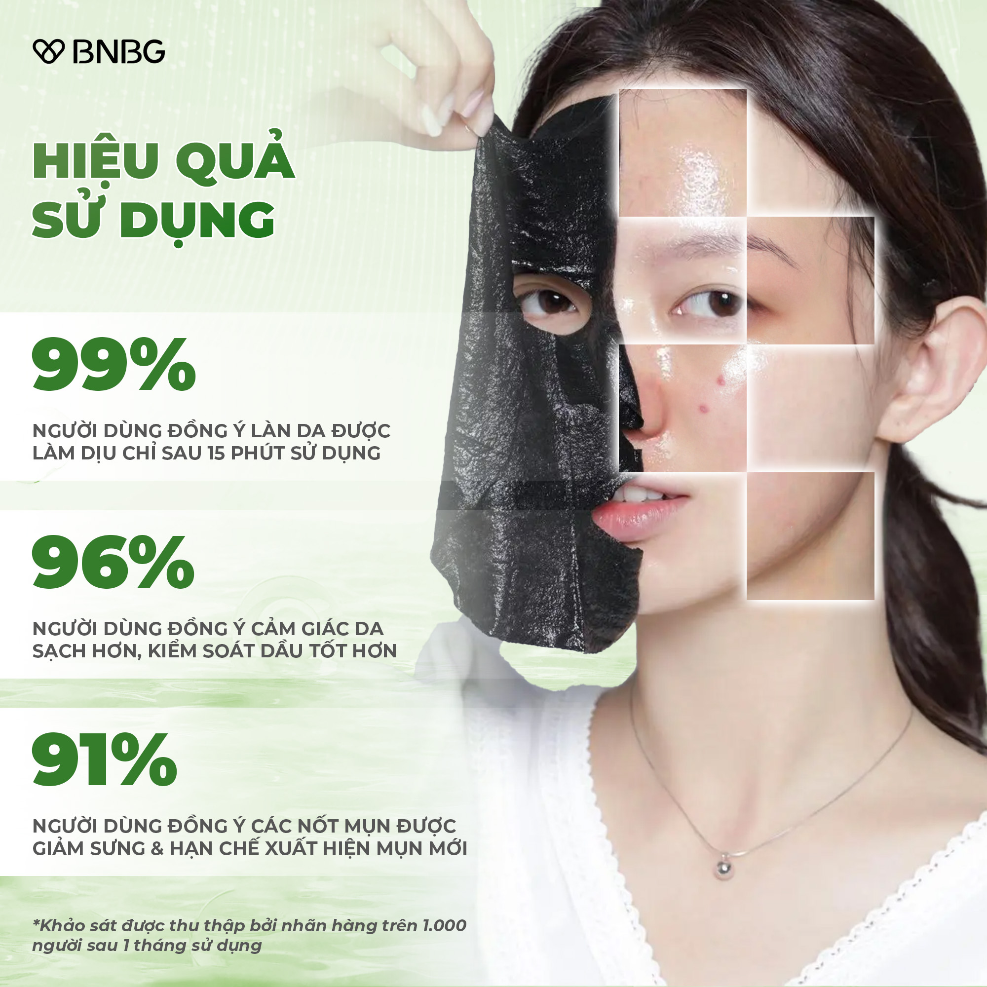 Mô tả Combo 10 Mặt nạ tràm trà làm dịu, giảm sưng viêm mụn BNBG Vita Tea Tree Healing Face Mask Pack 30ml - 5