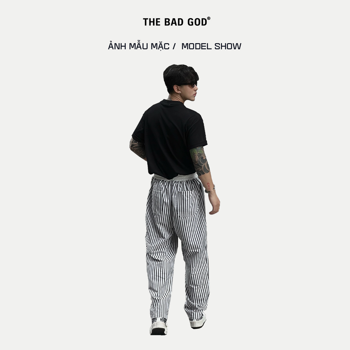 Mô tả Quần vải thô kẻ sọc Wide Leg The Bad God Palazzo Dáng Rộng - 4