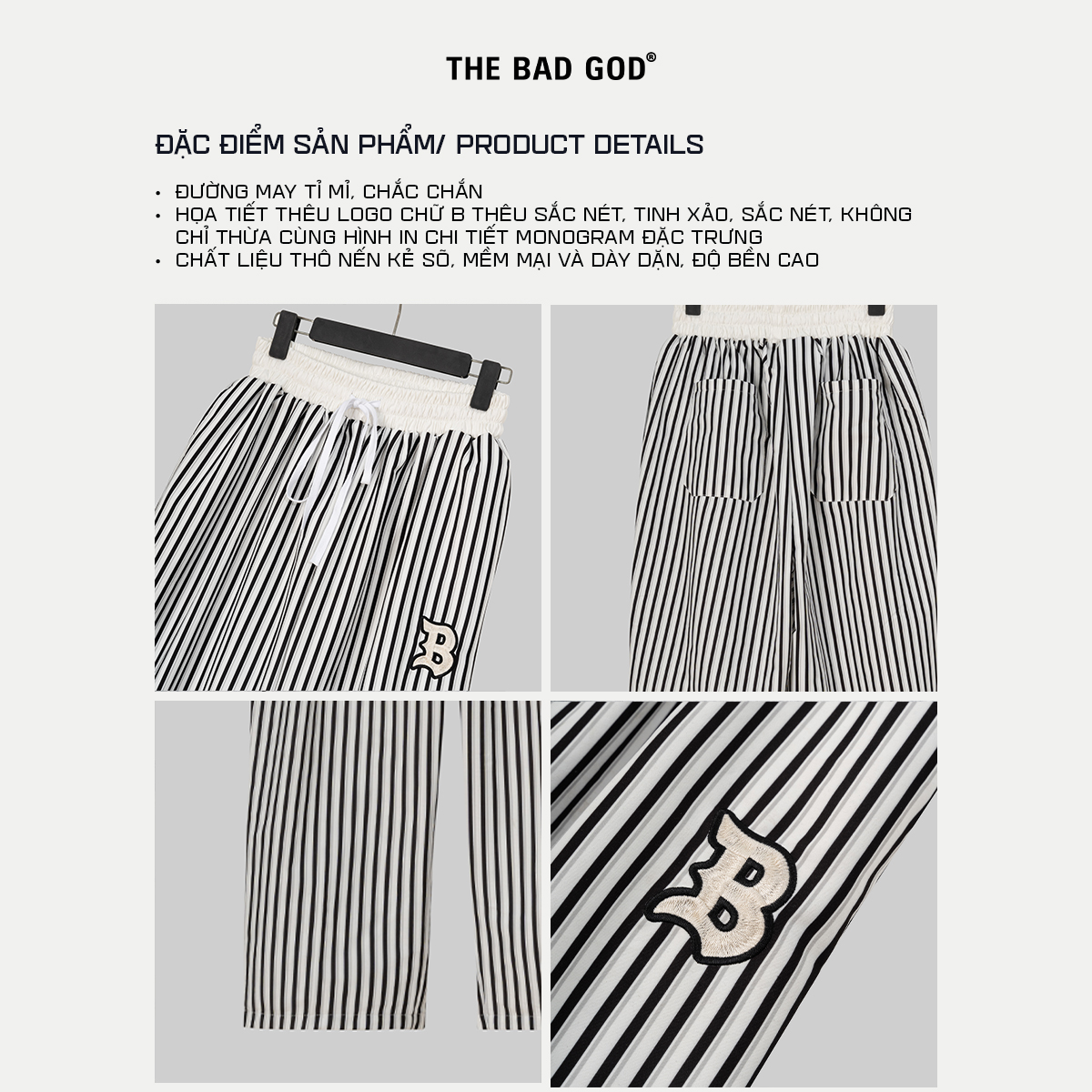 Mô tả Quần vải thô kẻ sọc Wide Leg The Bad God Palazzo Dáng Rộng - 6