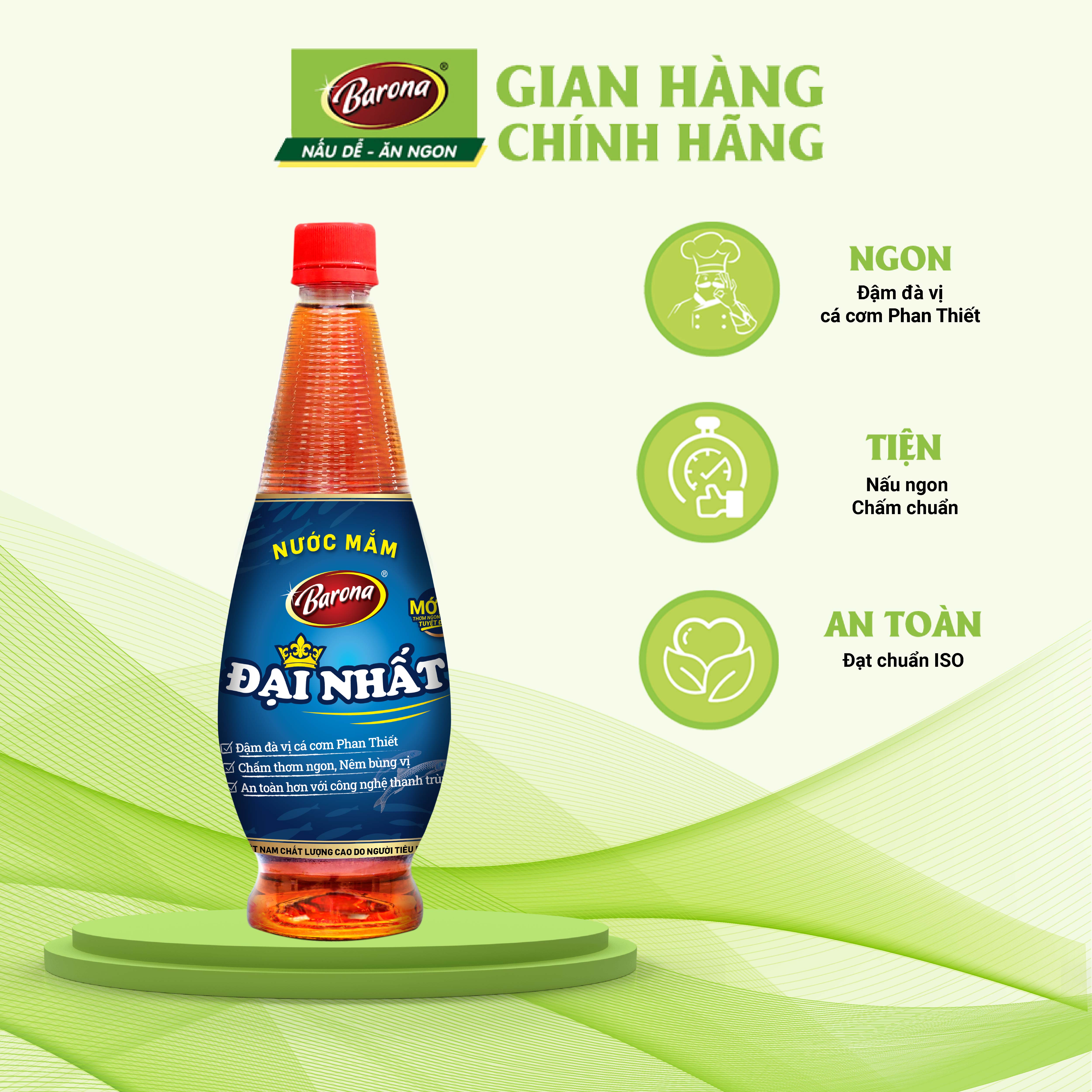 Mô tả Combo 5 chai Nước Mắm Barona Đại Nhất 12 Độ Đạm - 750ml [tặng 1 gói Đường 500gr + Bột Ngọt 100gr - 2