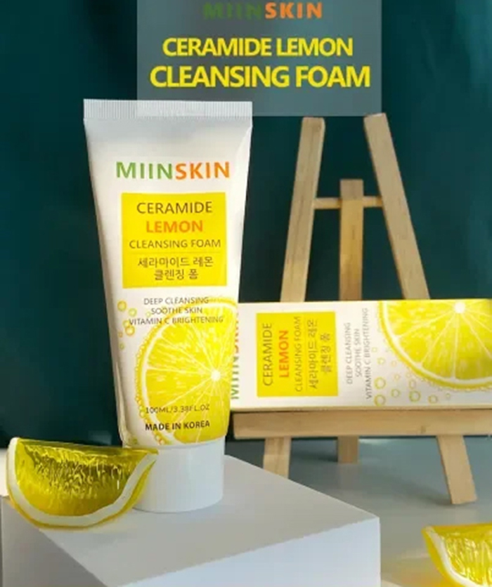 Mô tả Sữa rửa mặt sạch sâu lỗ chân lông sáng da Miinskin Ceramide Lemon Cleansing Foam 100ml - 1