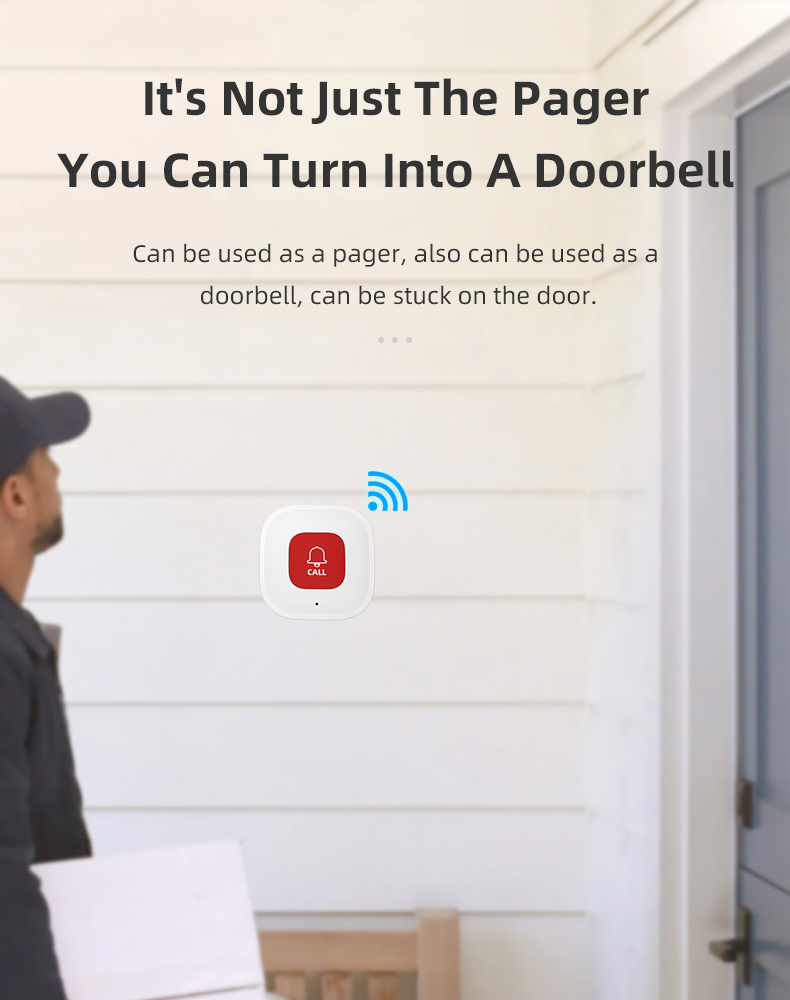 Mô tả Chuông SOS wifi gọi hỗ trợ cho người già, bệnh nhân, chuông cửa, chống trộm, Gọi phục vụ - App Tuya CF100 - 2