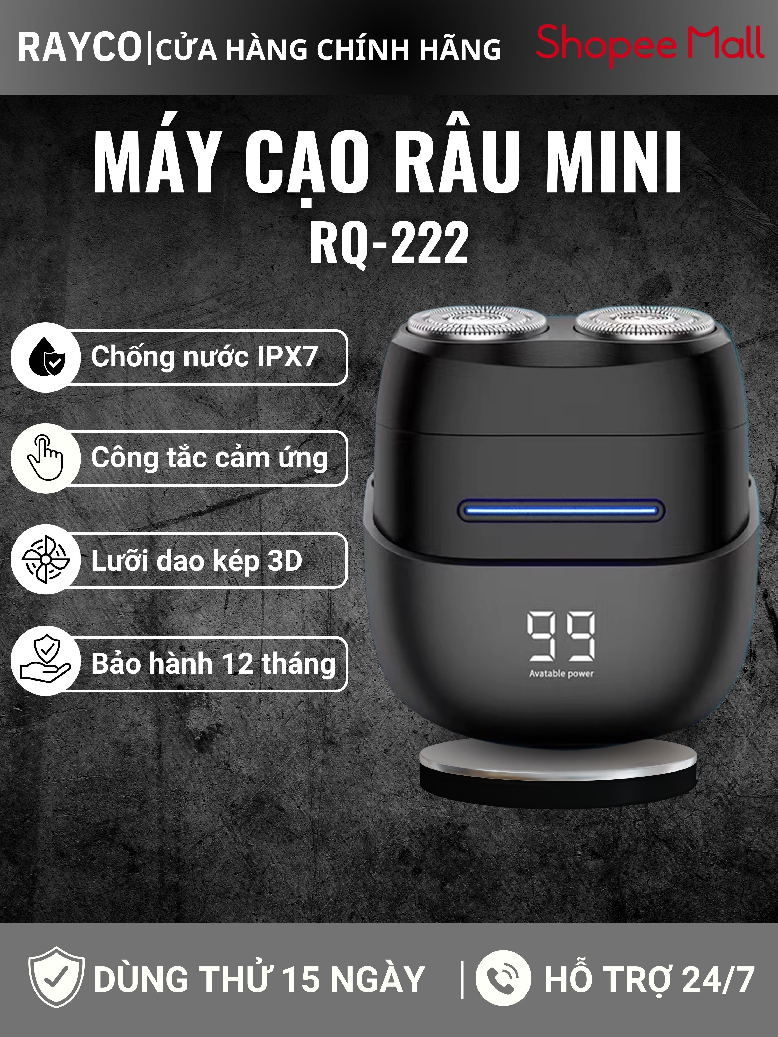Máy cạo râu nam Rayco RQ-222, máy cạo râu mini chính hãng, cảm ứng ...