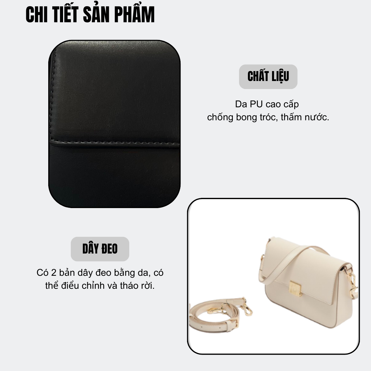 Chi tiết mặt sau túi MICOCAH MC08