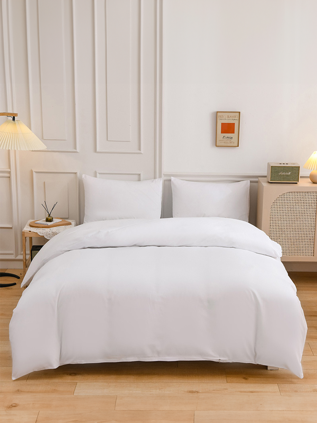 Mô tả Bộ chăn mền ga gối GONI CHILL màu Trắng trơn - Ga drap giường bo chun cao 4-25cm kích thước 1m, 1m2 ,1m4, 1m6, 1m8, 2m2 - 1