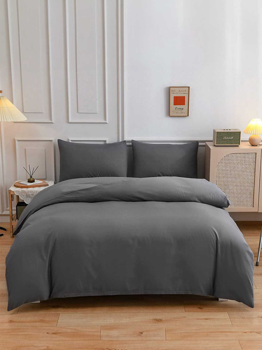 Mô tả Bộ chăn mền ga gối GONI CHILL màu Xám Trơn - Ga drap giường bo chun cao 4-25cm kích thước 1m, 1m2 ,1m4, 1m6, 1m8, 2m2 - 1