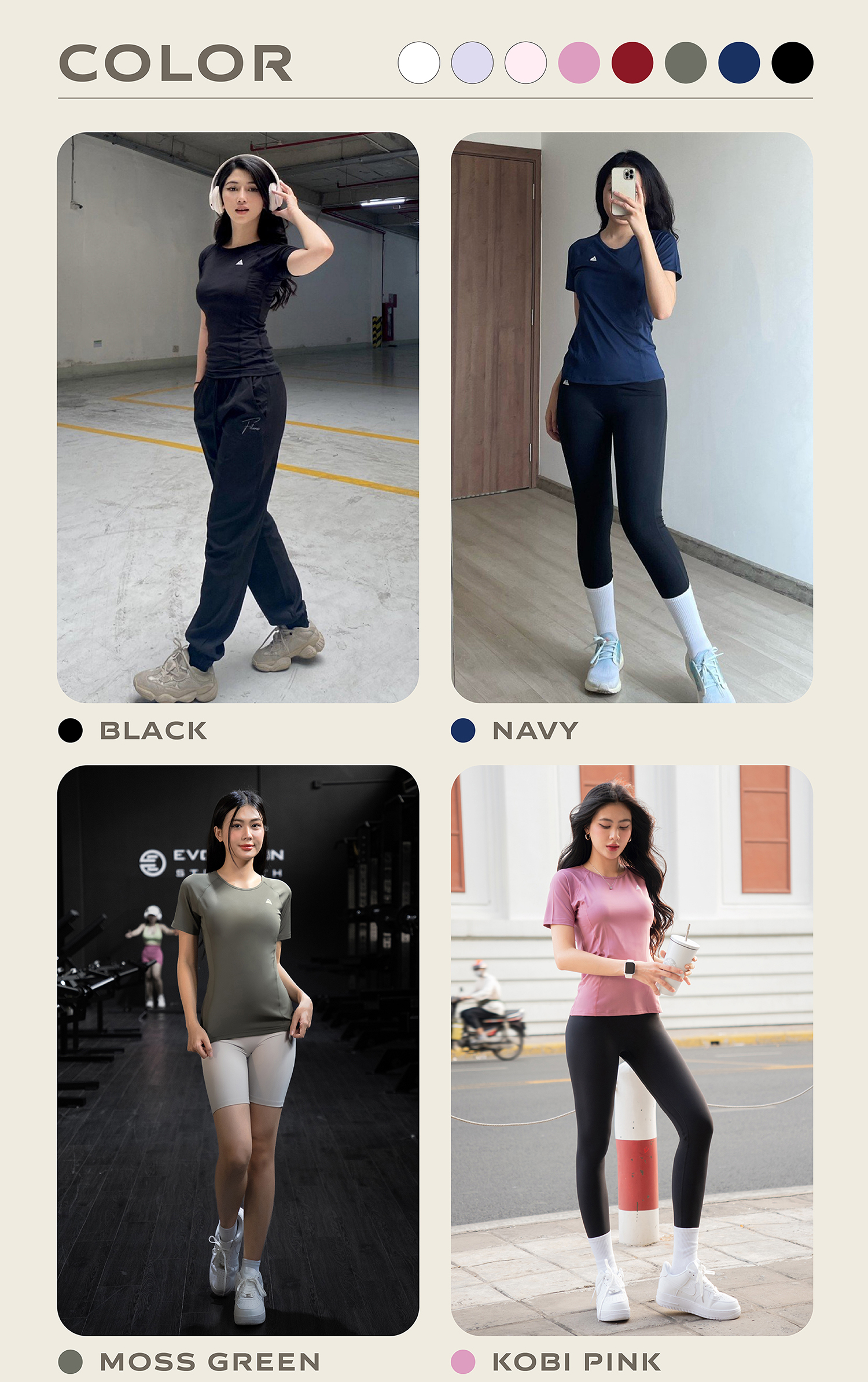 Mô tả Áo tập gym yoga nữ Fitme Sigma phối lưới thông thoáng, vải cao cấp co giãn 4 chiều thấm hút mồ hôi tốt ATSM - 8