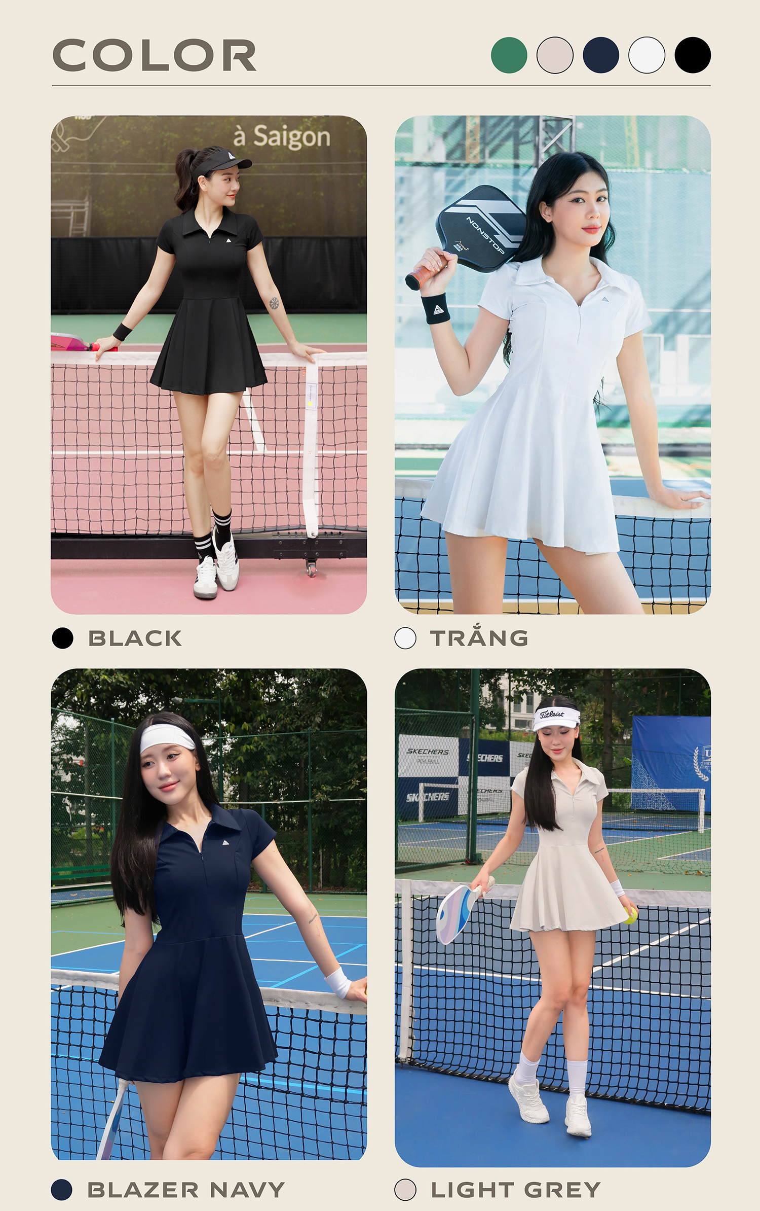 Mô tả Váy tennis thể thao nữ Fitme GOC pickleball tặng kèm quần bảo hộ chất liệu thun co giãn thoáng khí DTNN01 - 9