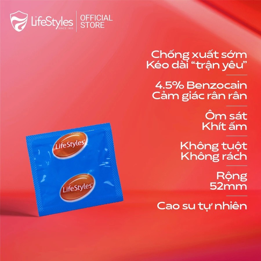 Mô tả Bao cao su LifeStyles siêu mỏng, kéo dài thời gian quan hệ, bao cao su gân gai, hộp 3 bcs/12 bcs - 2