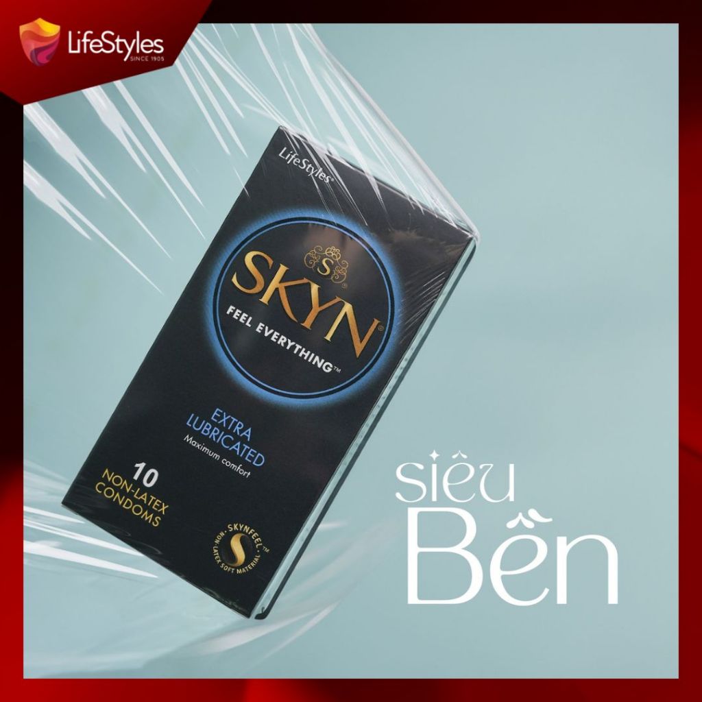 Mô tả Bao cao su siêu mỏng Lifestyles SKYN Extra, nhiều gel bôi trơn non-latex hộp 10bcs - 3
