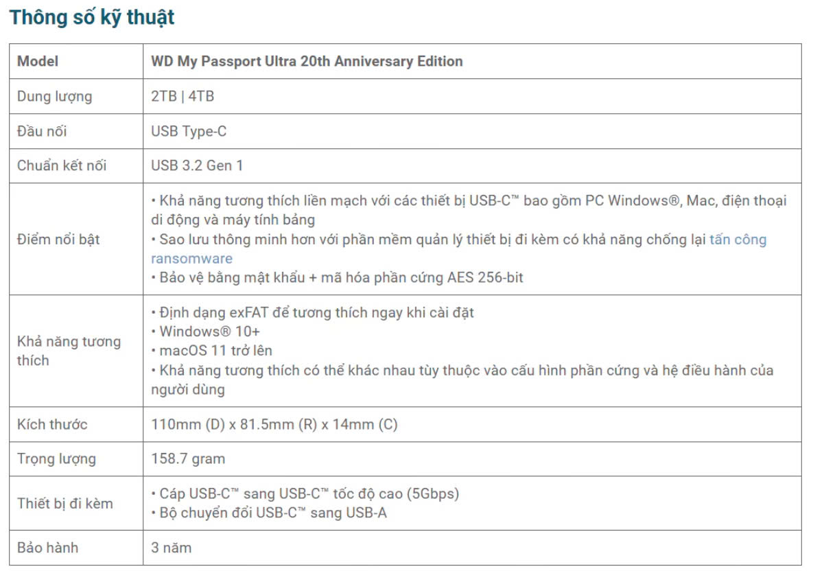 Mô tả Ổ cứng di động HDD WD My Passport Ultra Green Limited dung lượng 2TB/6TB USB 3.2 WDBJXT0020BGN-WESN - 2