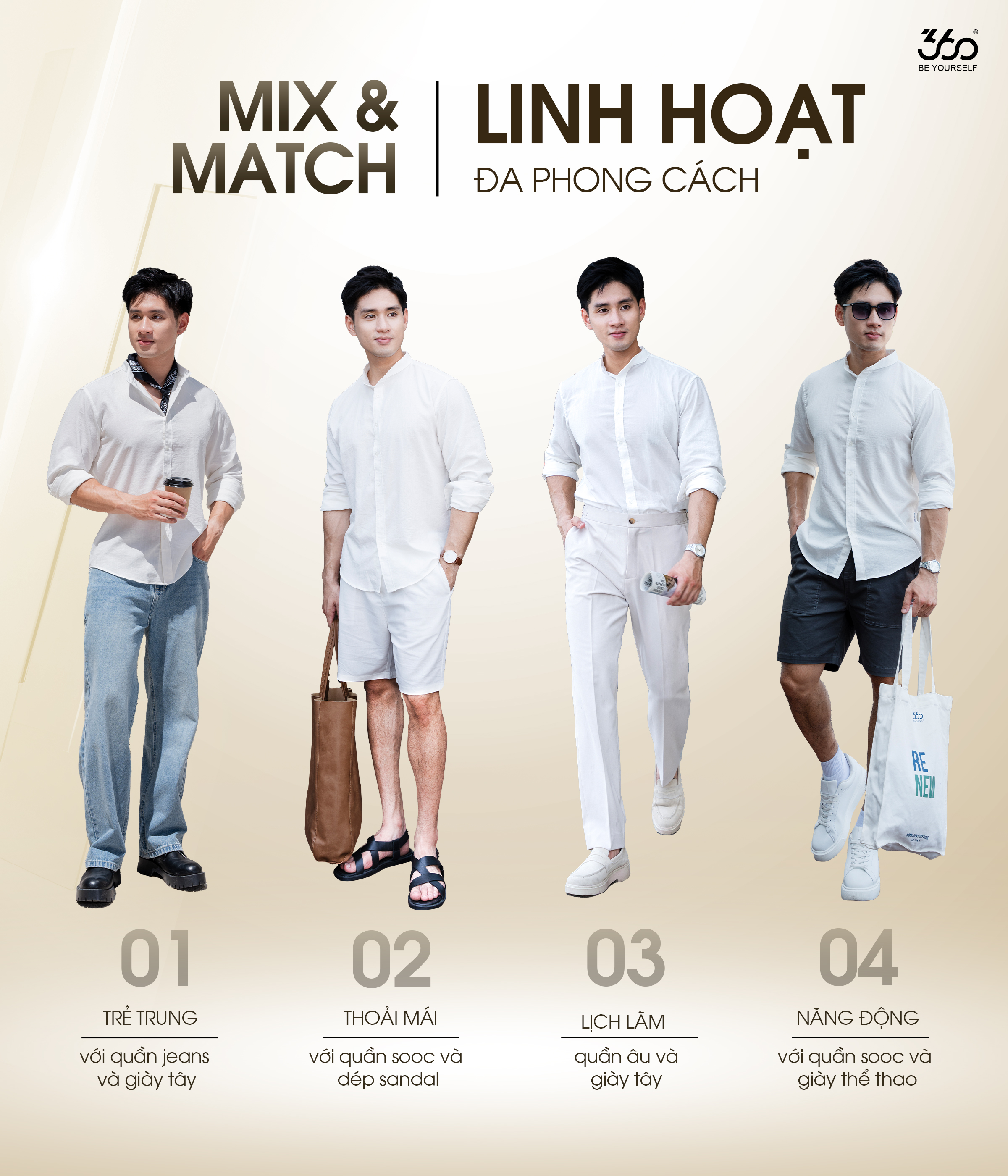 Mô tả Áo sơ mi nam cổ tàu dài tay 360Boutique somi cổ trụ dáng rộng chất liệu đũi xước cao cấp - STDOL419 - 4