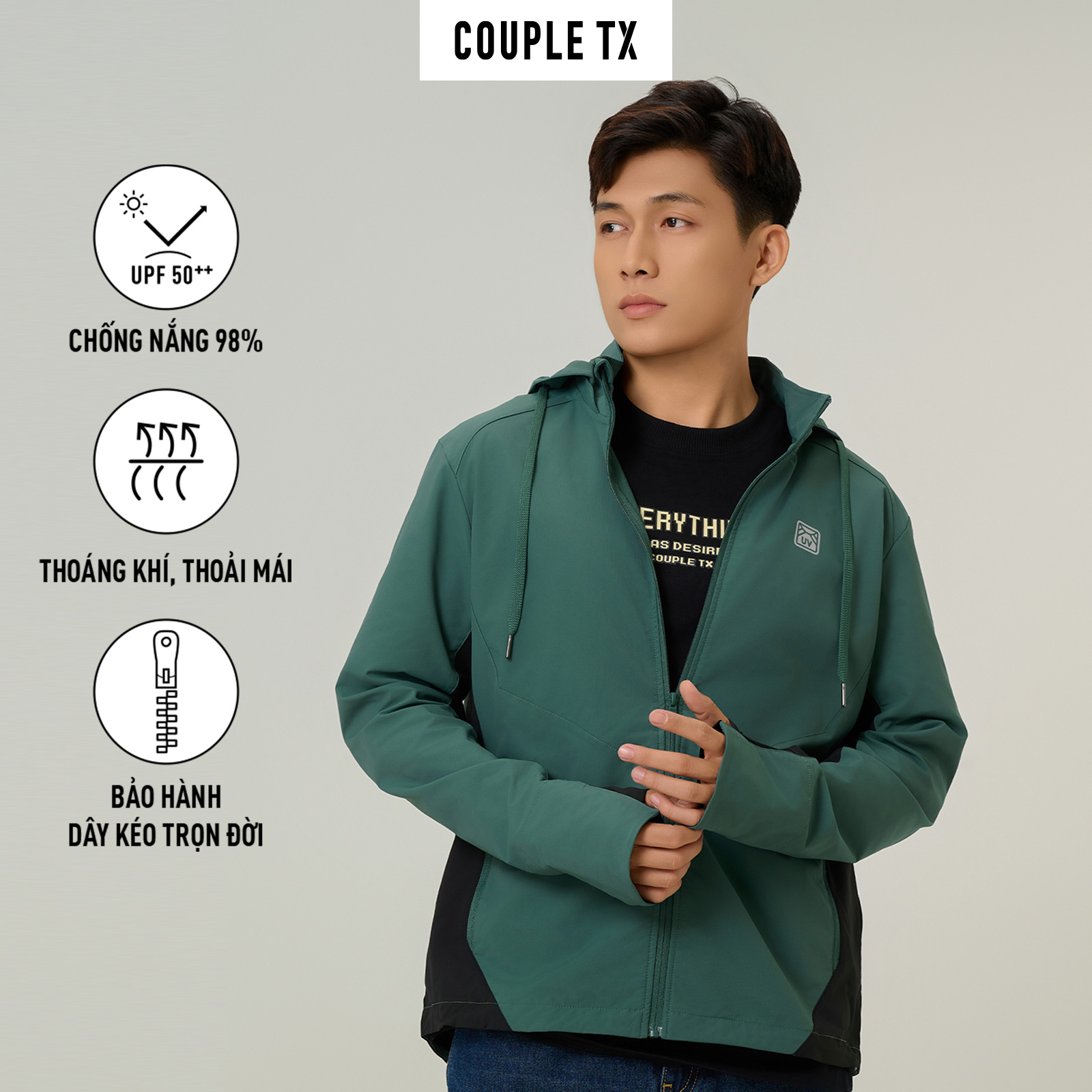 Mô tả Áo Khoác Dù UV Pro Nam Chống Nắng Couple TX Phối Màu Sun Mate Nón Tháo Rời MOK 1061 - 3