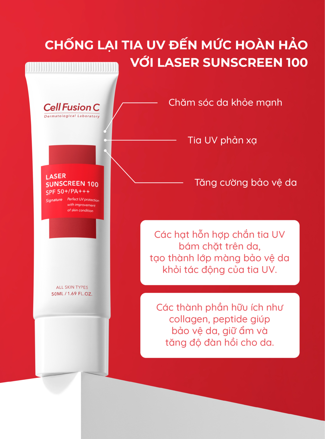 Mô tả Kem chống nắng cho da nhạy cảm Cell Fusion C Laser Sunscreen 100 SPF50+ PA++++ bảo vệ da khỏi tia UV 50ml - 3