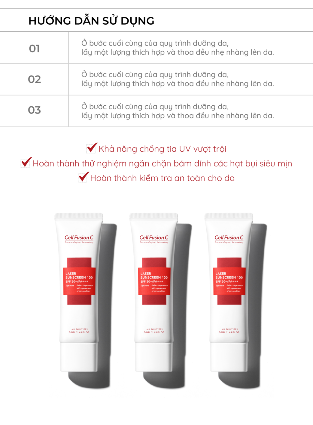 Mô tả Kem chống nắng cho da nhạy cảm Cell Fusion C Laser Sunscreen 100 SPF50+ PA++++ bảo vệ da khỏi tia UV 50ml - 4