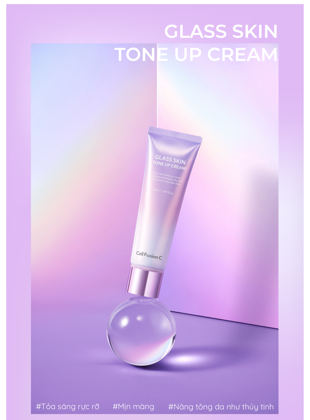 Mô tả Kem dưỡng nâng tone Cell Fusion C Glass Skin Tone Up Cream 50ml kem lười dưỡng trắng và cấp ẩm mỏng nhẹ như nước - 2