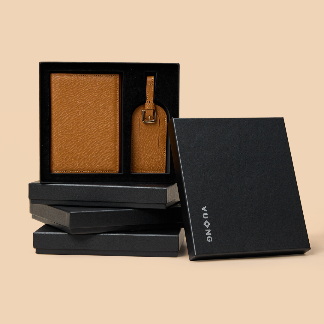 Mô tả Passport cover Vuông Shop®️ da thật vân taiga cao cấp kèm tag hành lý - 3