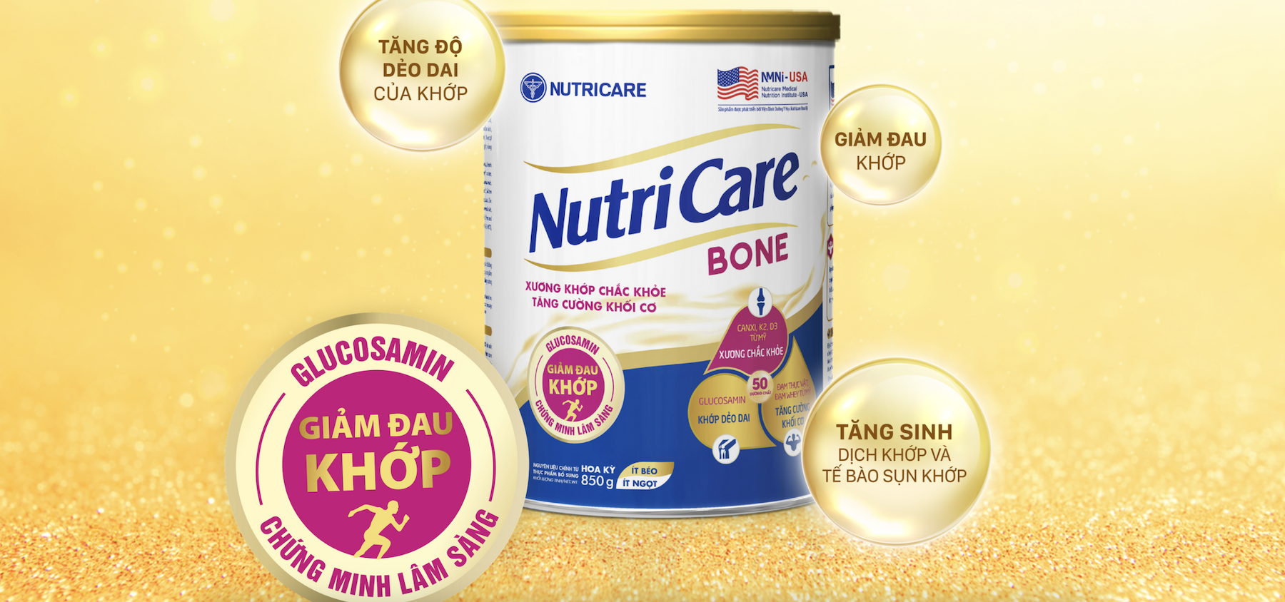 Mô tả Sữa bột Nutricare Bone Mới phòng loãng xương cải thiện xương khớp (850g) - 1