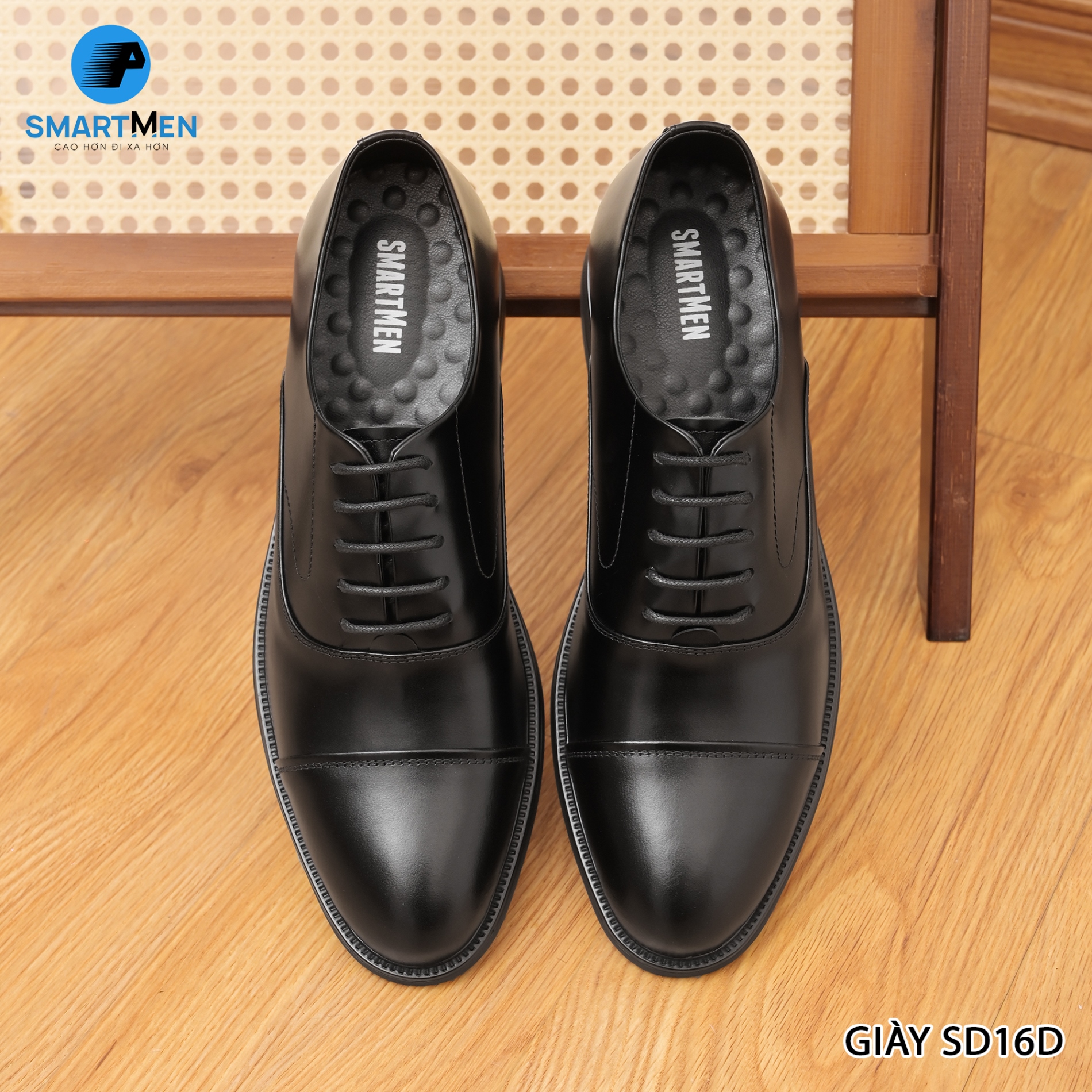 Mô tả Giày công sở oxford siêu nhẹ, tăng chiều cao SmartMen SD-16 Đen - 1