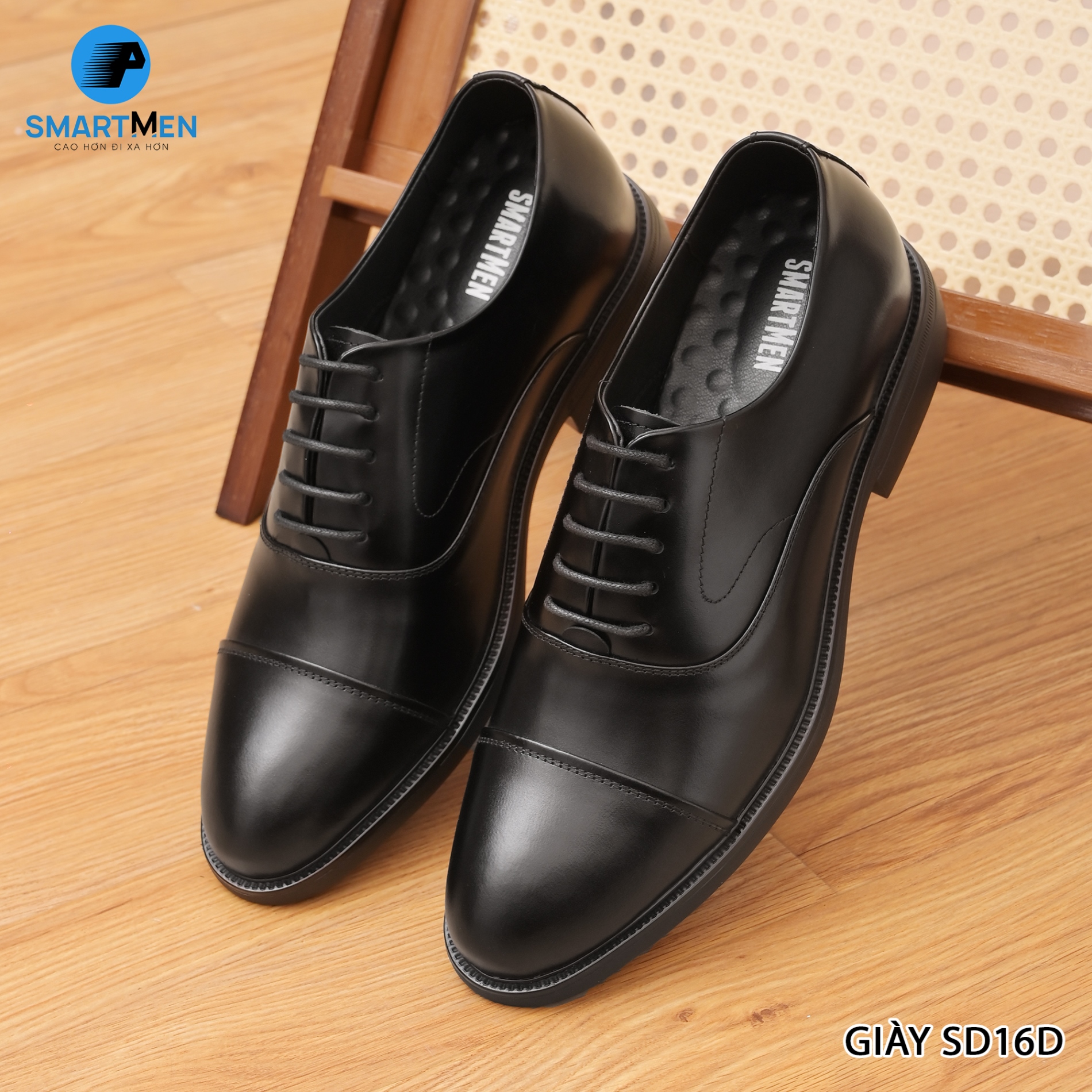 Mô tả Giày công sở oxford siêu nhẹ, tăng chiều cao SmartMen SD-16 Đen - 3