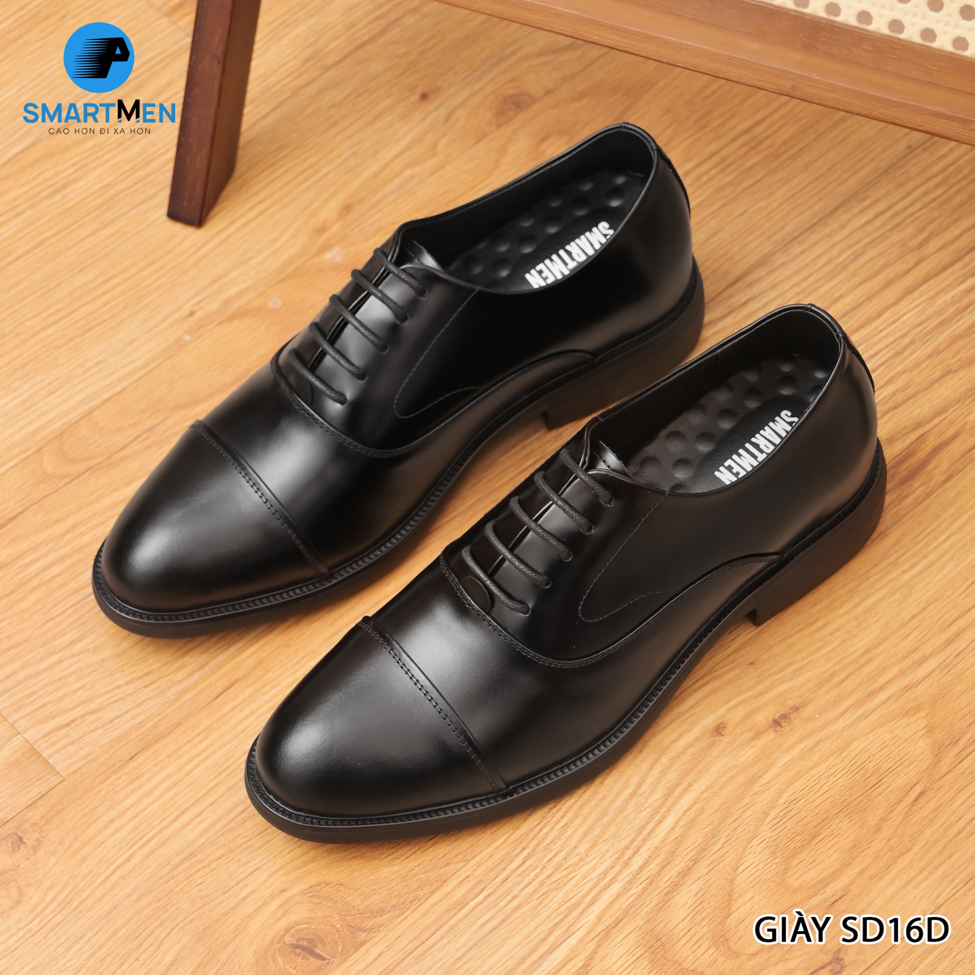 Mô tả Giày công sở oxford siêu nhẹ, tăng chiều cao SmartMen SD-16 Đen - 4