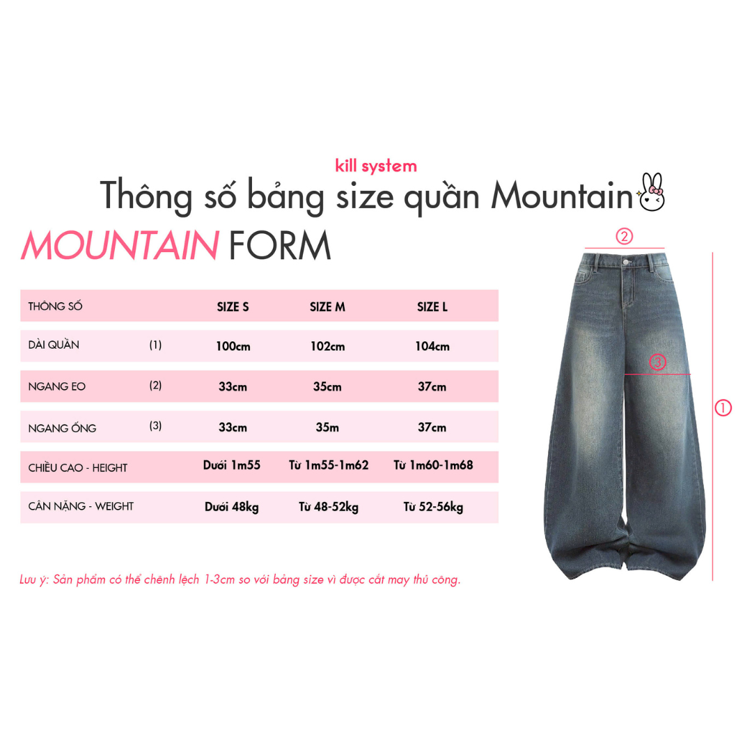 Mô tả Quần Jeans wash 𝐊𝐢𝐥𝐥𝐬𝐲𝐬𝐭𝐞𝐦 ống rộng Mountain quần bò wash màu unisex thời trang nam nữ - 8