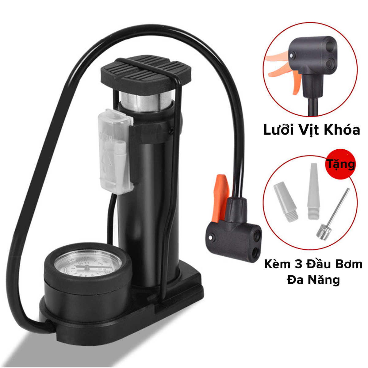 Mô tả Bơm Xe Máy Bơm Xe Đạp Nhỏ Gọn Đầu Van Đa Năng Có Đồng Hồ Báo Áp Kế Suất Bằng Hợp Kim Cao Cấp Chính Hãng Amalife - 2
