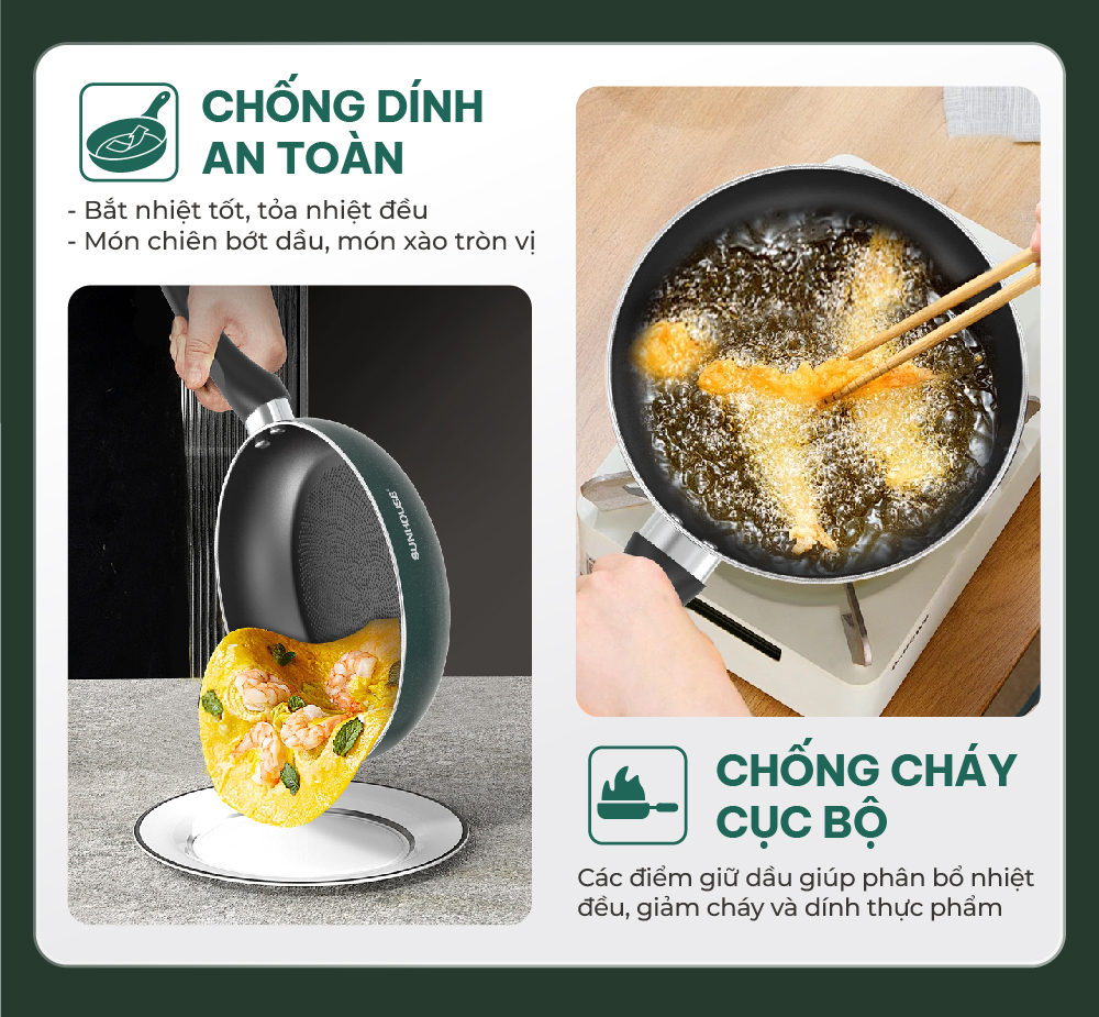 Mô tả Chảo chống dính đáy từ SUNHOUSE Ecom SHMxxEC công nghệ Oil-lock Bảo hành 3 tháng - 3