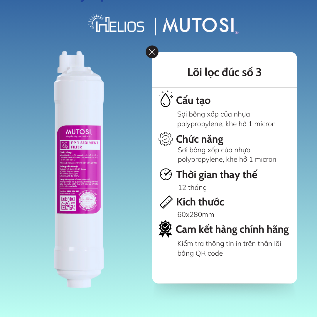 Mô tả Bộ 3 lõi đúc cắm nhanh Mutosi số 1 2 3 - Hàng Chính Hãng dành cho máy Mutosi, Sunhouse, Kangaroo,... - 4