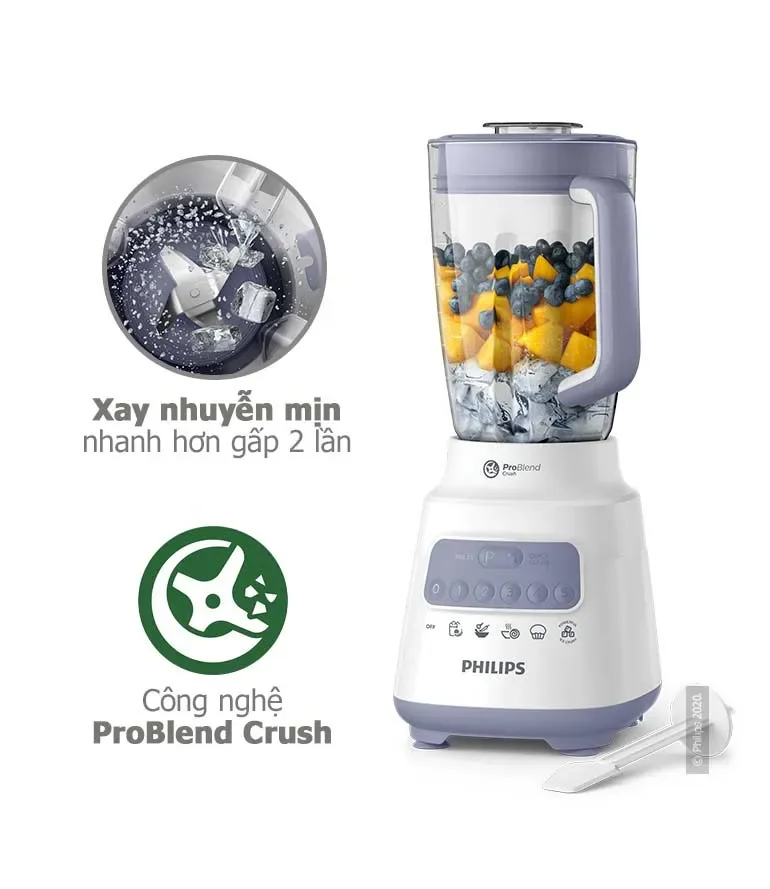 Mô tả Máy xay sinh tố Philips HR2221 HR2221/00 công suất 700W, bộ 2 cối, dung tích cối lớn 2L - Hàng phân phối chính hãng - 4