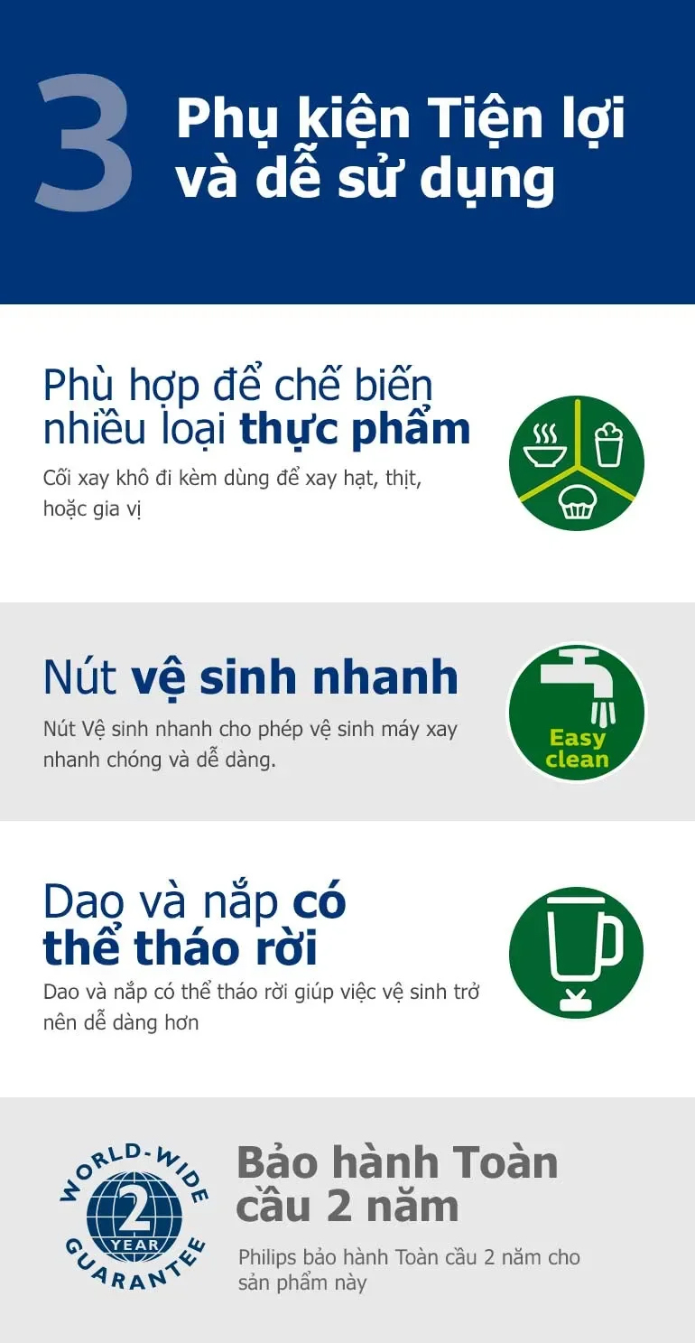Mô tả Máy xay sinh tố Philips HR2221 HR2221/00 công suất 700W, bộ 2 cối, dung tích cối lớn 2L - Hàng phân phối chính hãng - 7