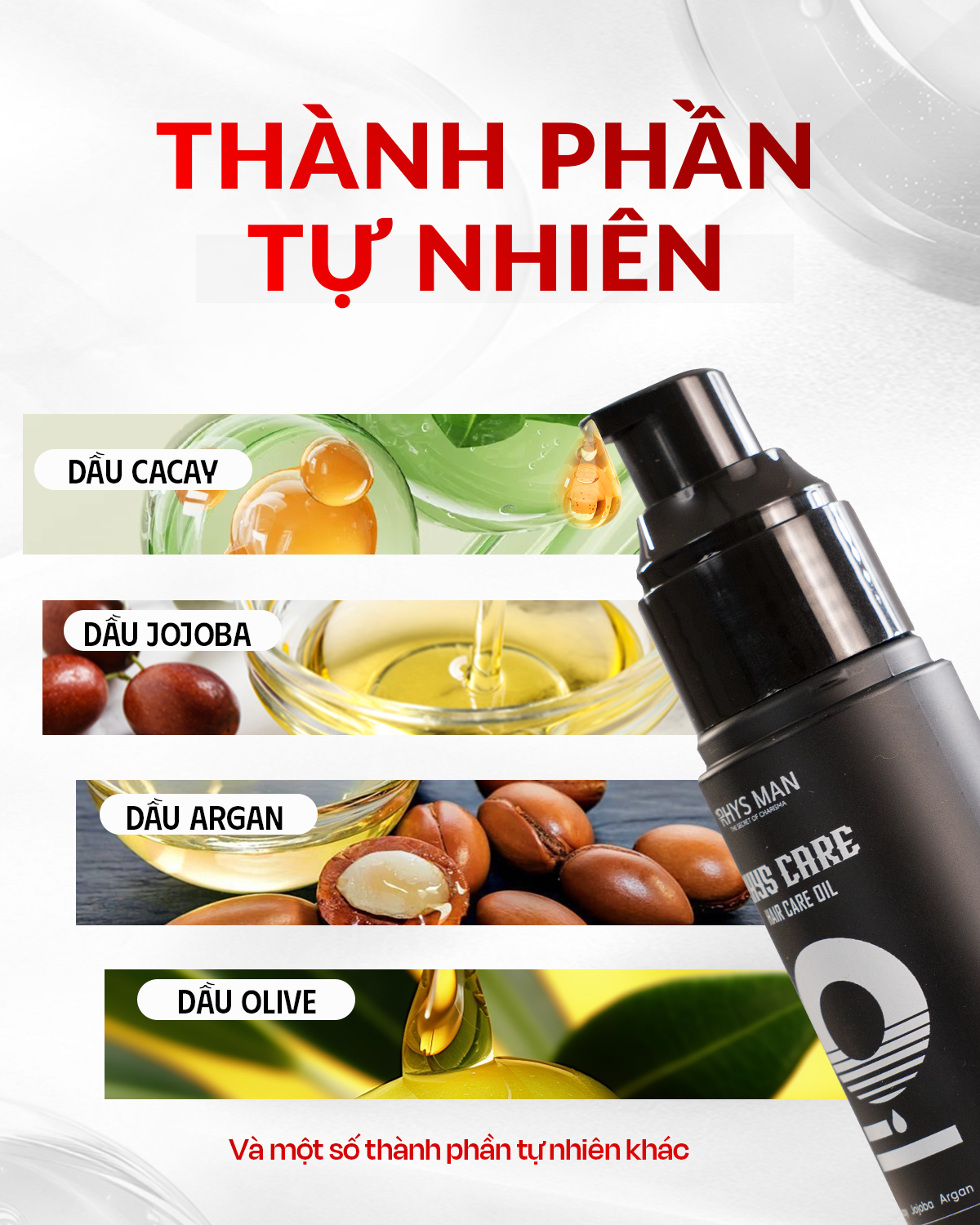 Mô tả Dầu dưỡng tóc hương nước hoa RHYS MAN giảm khô xơ, giúp tóc bóng mượt, chắc khoẻ Rhys Care 45ml - 1