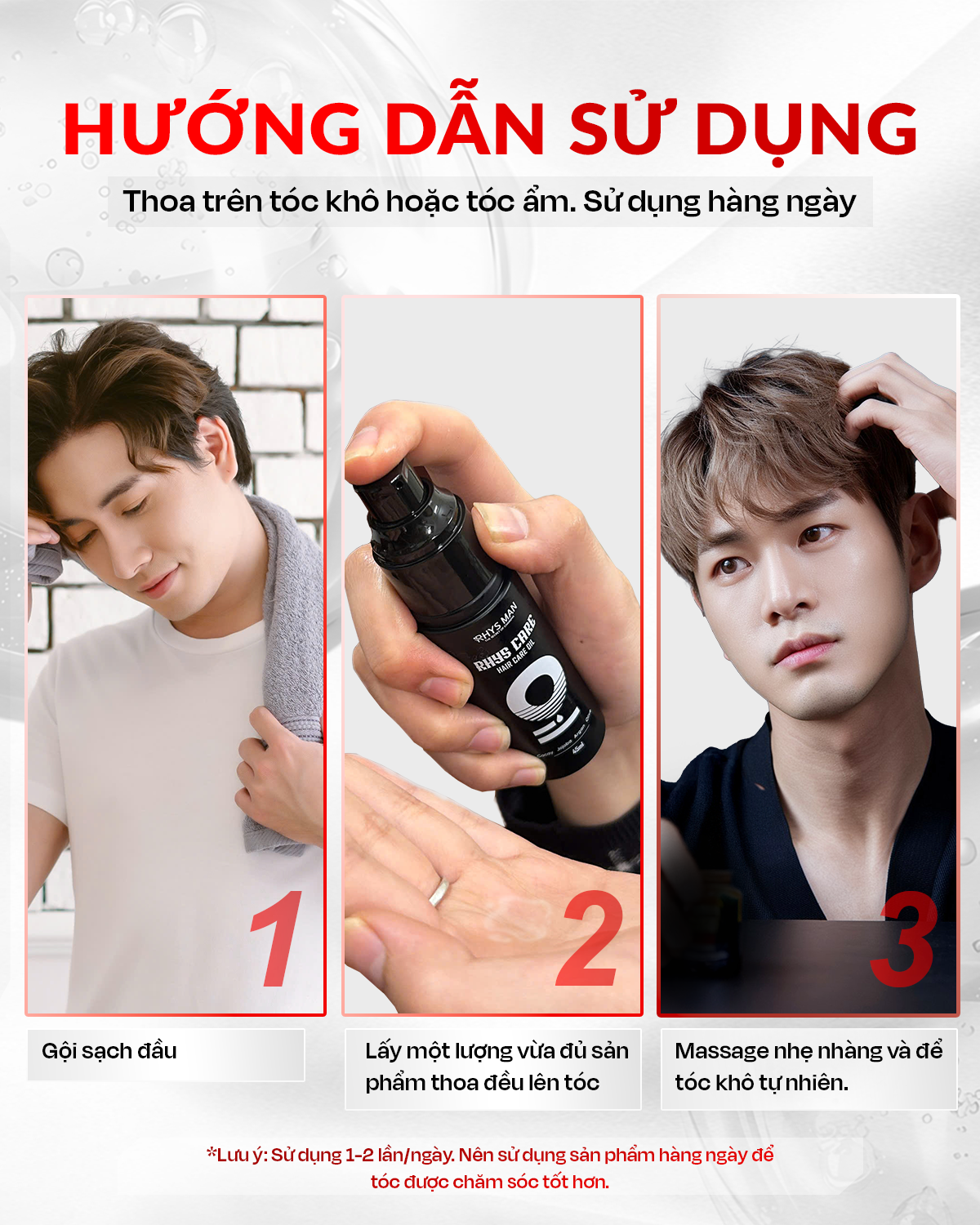 Mô tả Dầu dưỡng tóc hương nước hoa RHYS MAN giảm khô xơ, giúp tóc bóng mượt, chắc khoẻ Rhys Care 45ml - 3