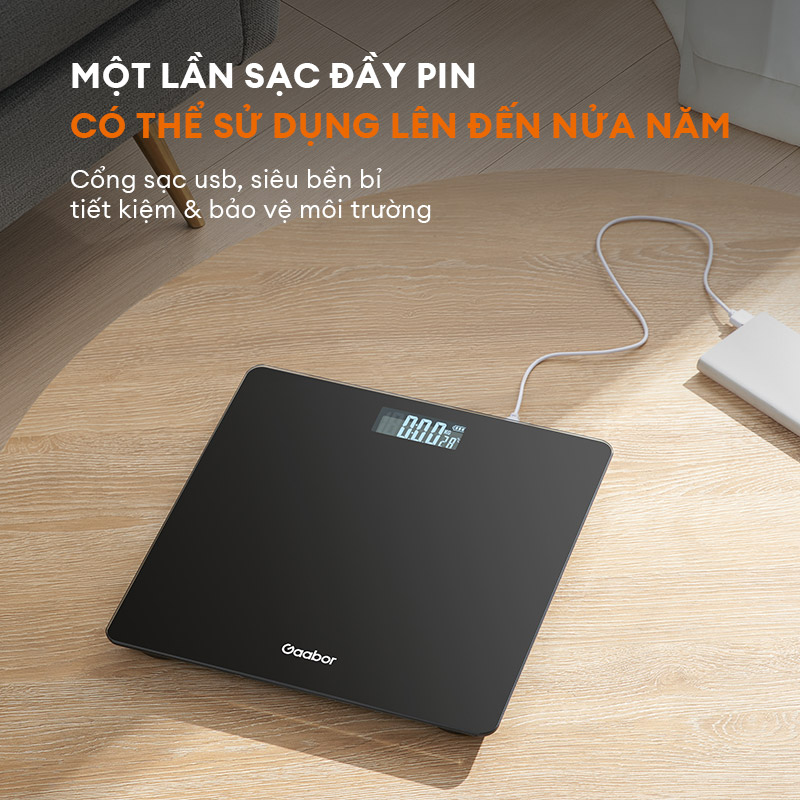 Mô tả Cân sức khỏe điện tử thông minh Gaabor GWS-M01A màn hình LED tặng kèm thước dây và pin sạc USB - 8