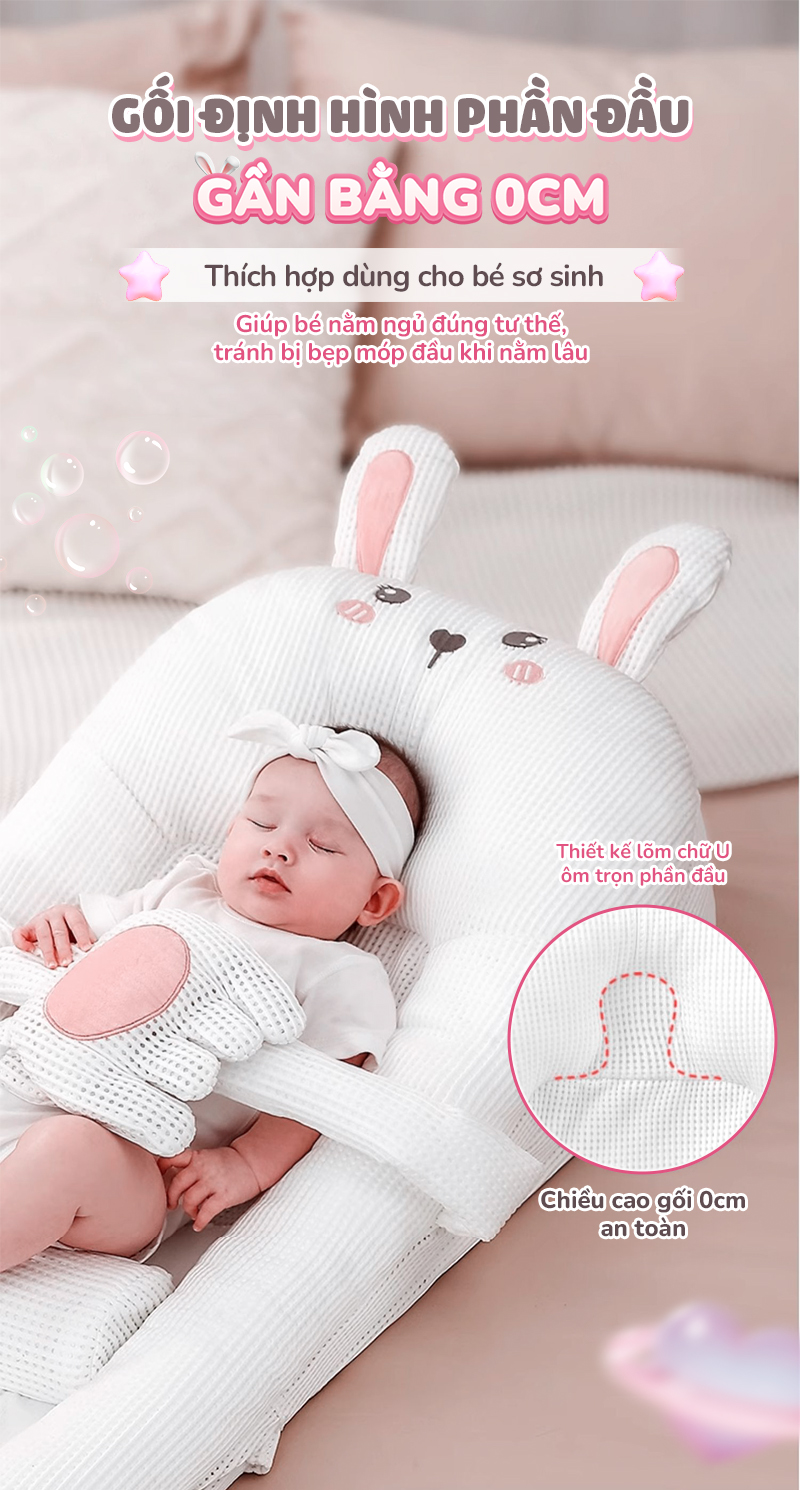 Mô tả Gối chống trào ngược thỏ hồng Chilux - Thiết kế 3 nấc nghiêng tùy chỉnh, gối định hình - 6