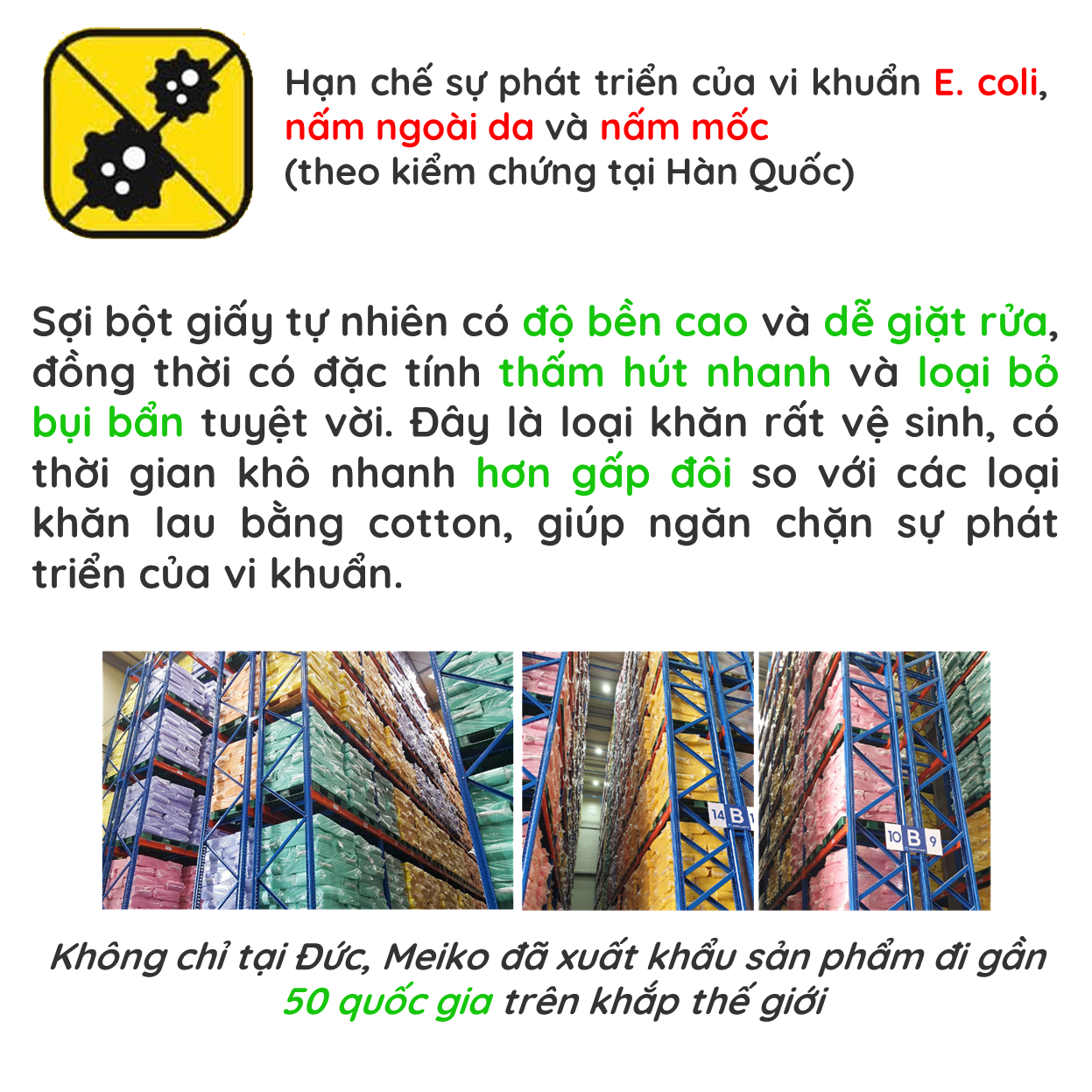 Mô tả Khăn Lau Đa Năng MEIKO ĐỨC 38x38cm Khăn Lau Bếp Cỡ Lớn, Siêu Thấm Hút Nước, Mềm Mịn, Khăn Lau Kính, Khăn Lau Ô Tô - 3