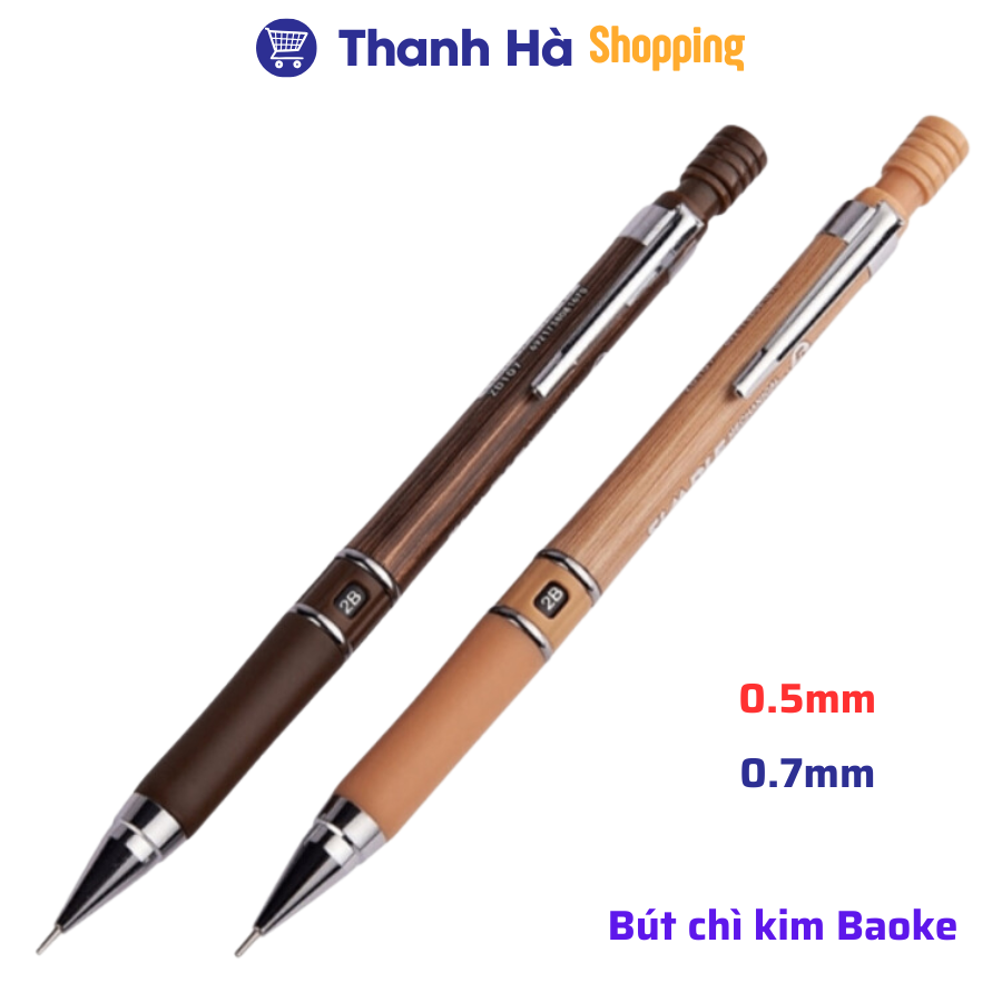 Mô tả Bút chì kim Baoke ZD107 0.5mm - ZD105 0.7mm, bút viết chì kim bấm cơ khí 2B - 3